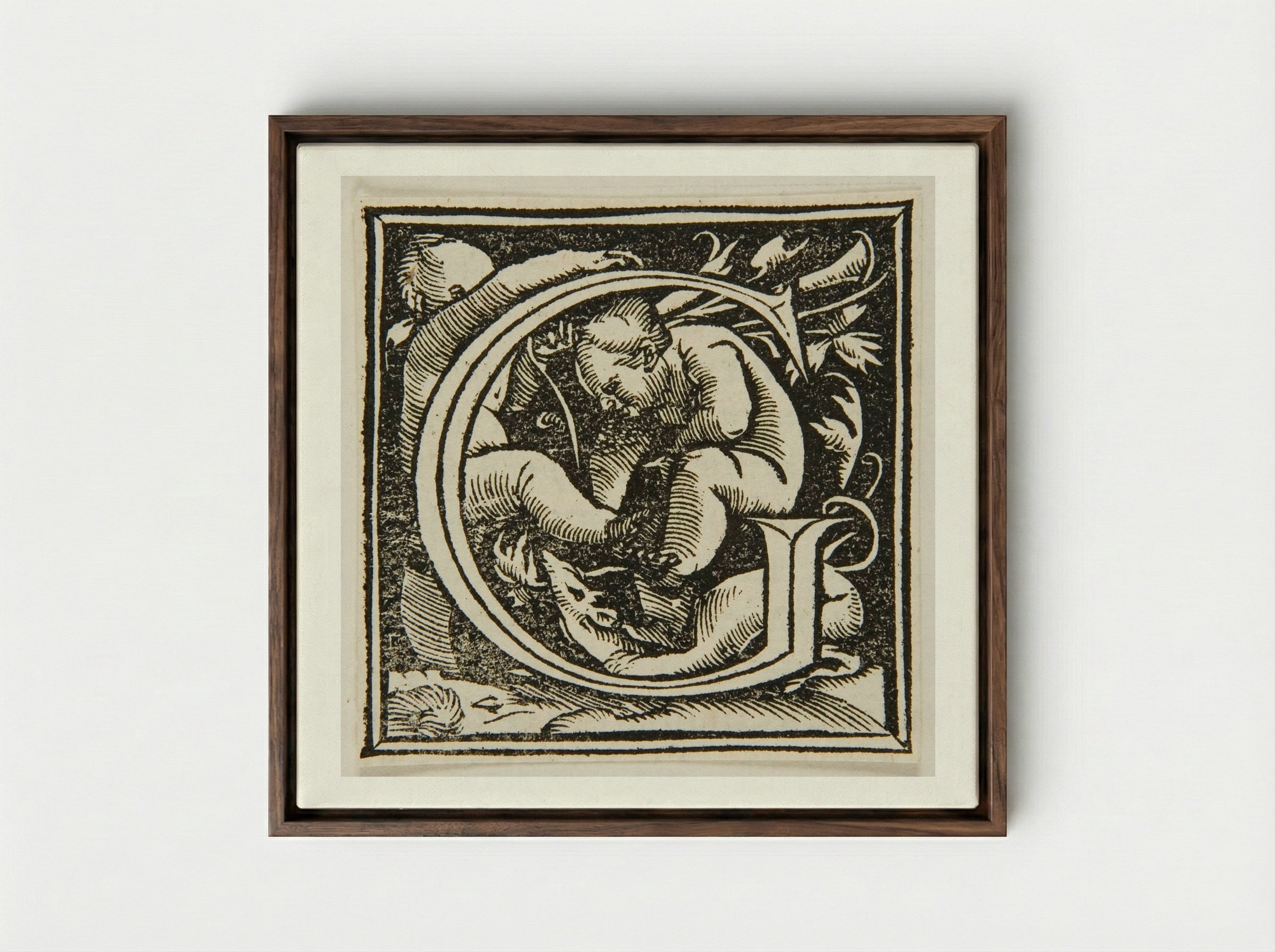 Letter G - Urs Graf - Framed Canvas Dark Wood