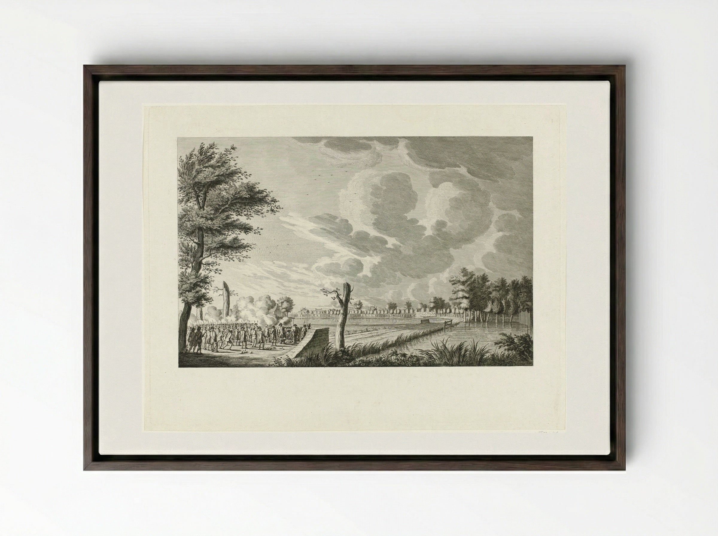 Aanval bij Ouderkerk aan de Amstel - Cornelis Brouwer - Framed Canvas Dark Wood