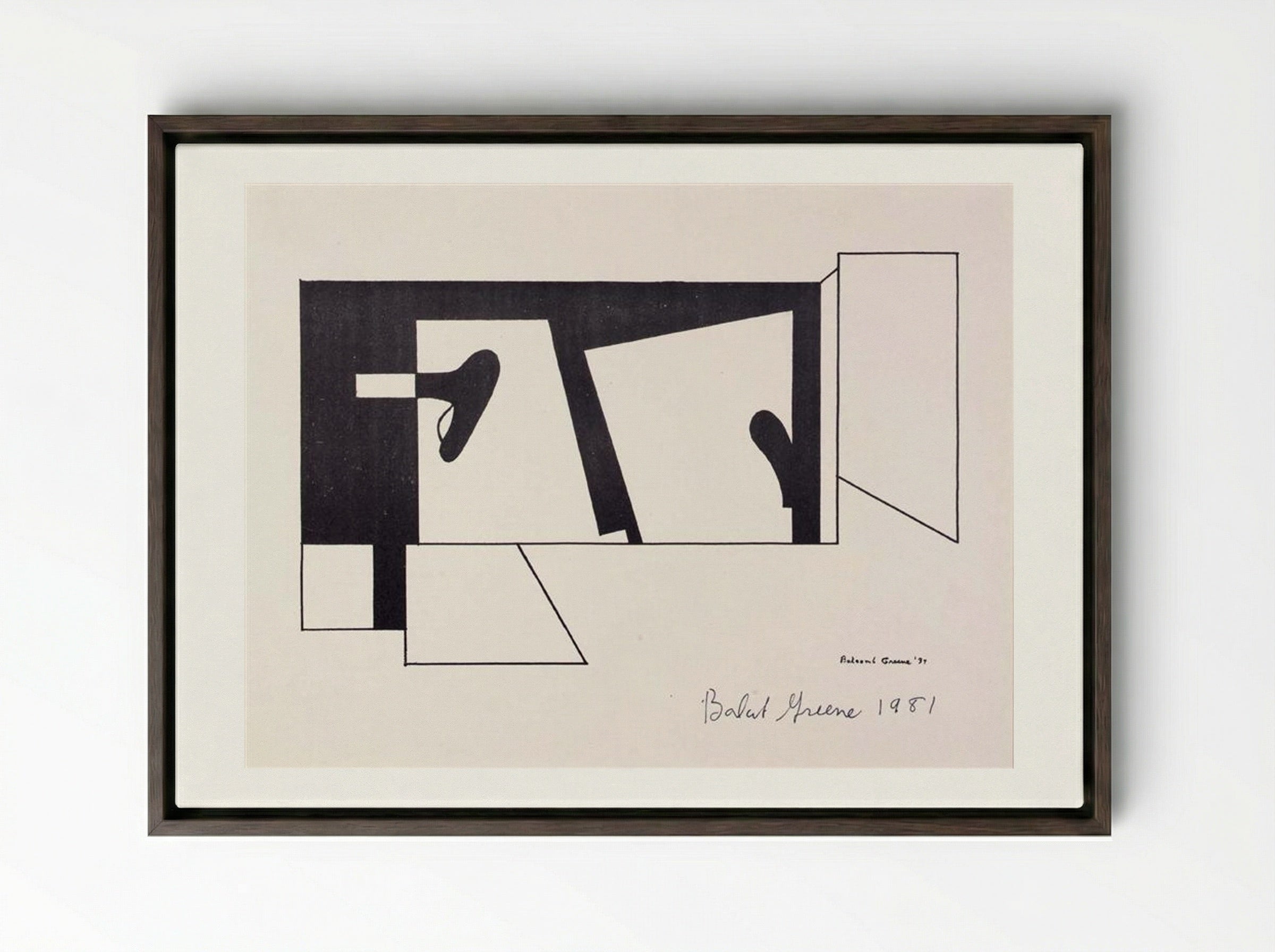 Untitled (from the American Abstract Artists portfolio) - Balcomb Greene - Framed Canvas Dark Wood
