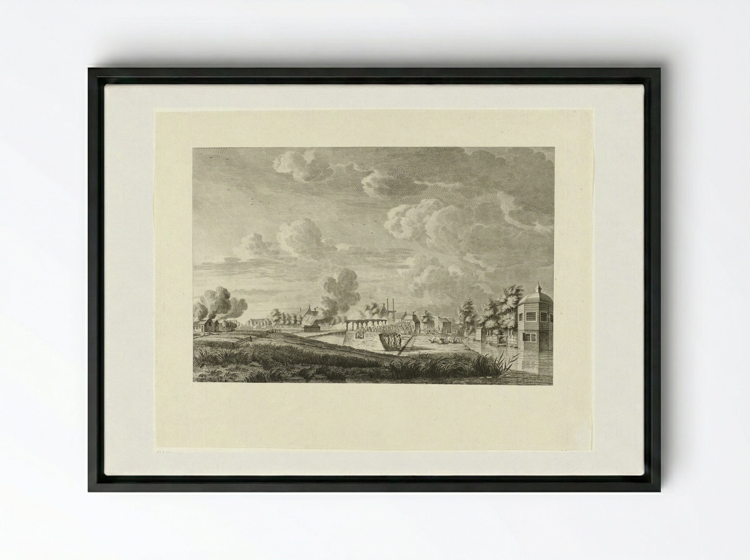 Aanval op Amstelveen - Cornelis Brouwer - Framed Canvas Black