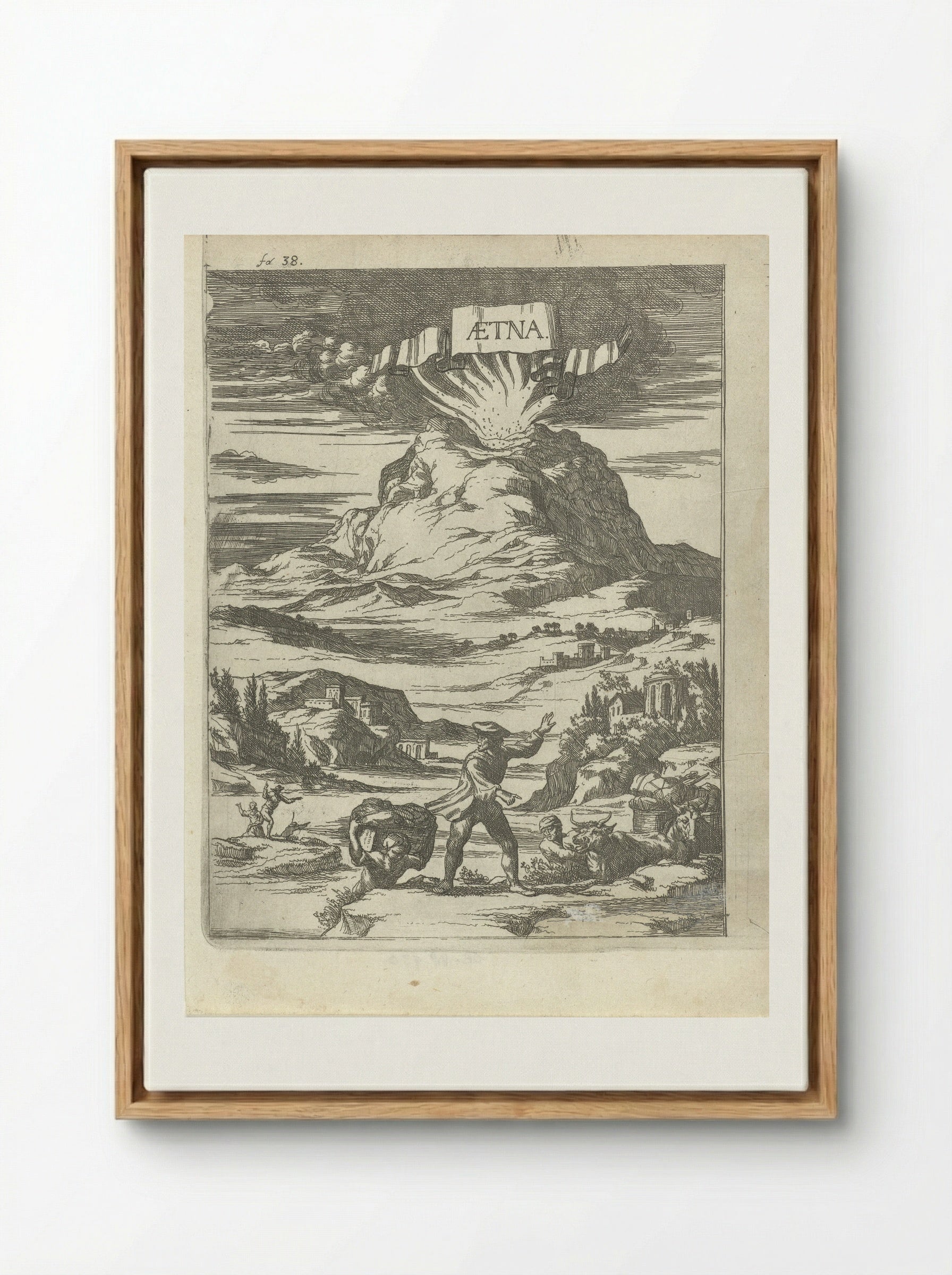 Vulkaanuitbarsting - Arnold Houbraken - Framed Canvas Wood