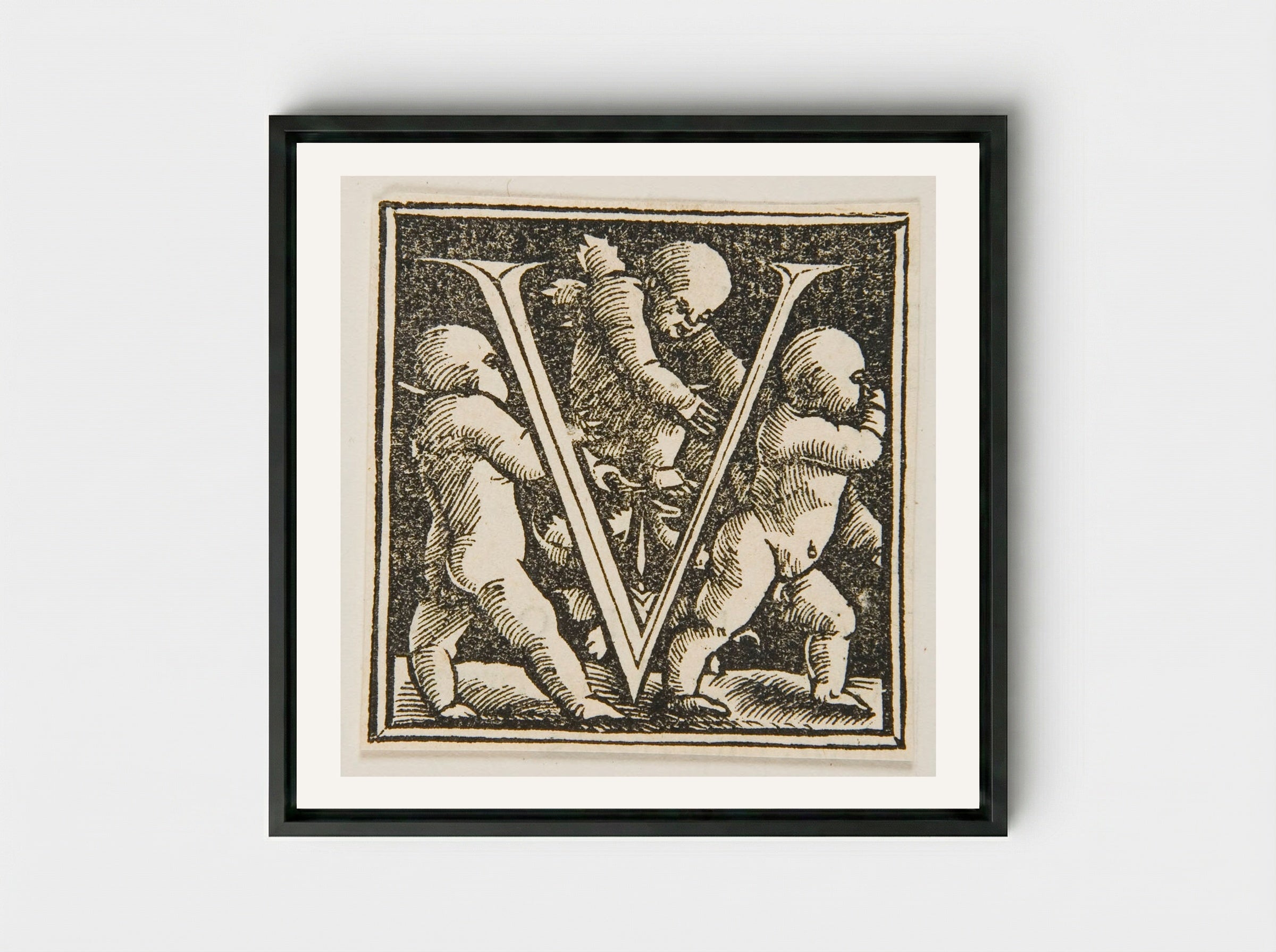 Letter V - Urs Graf - Framed Canvas Black