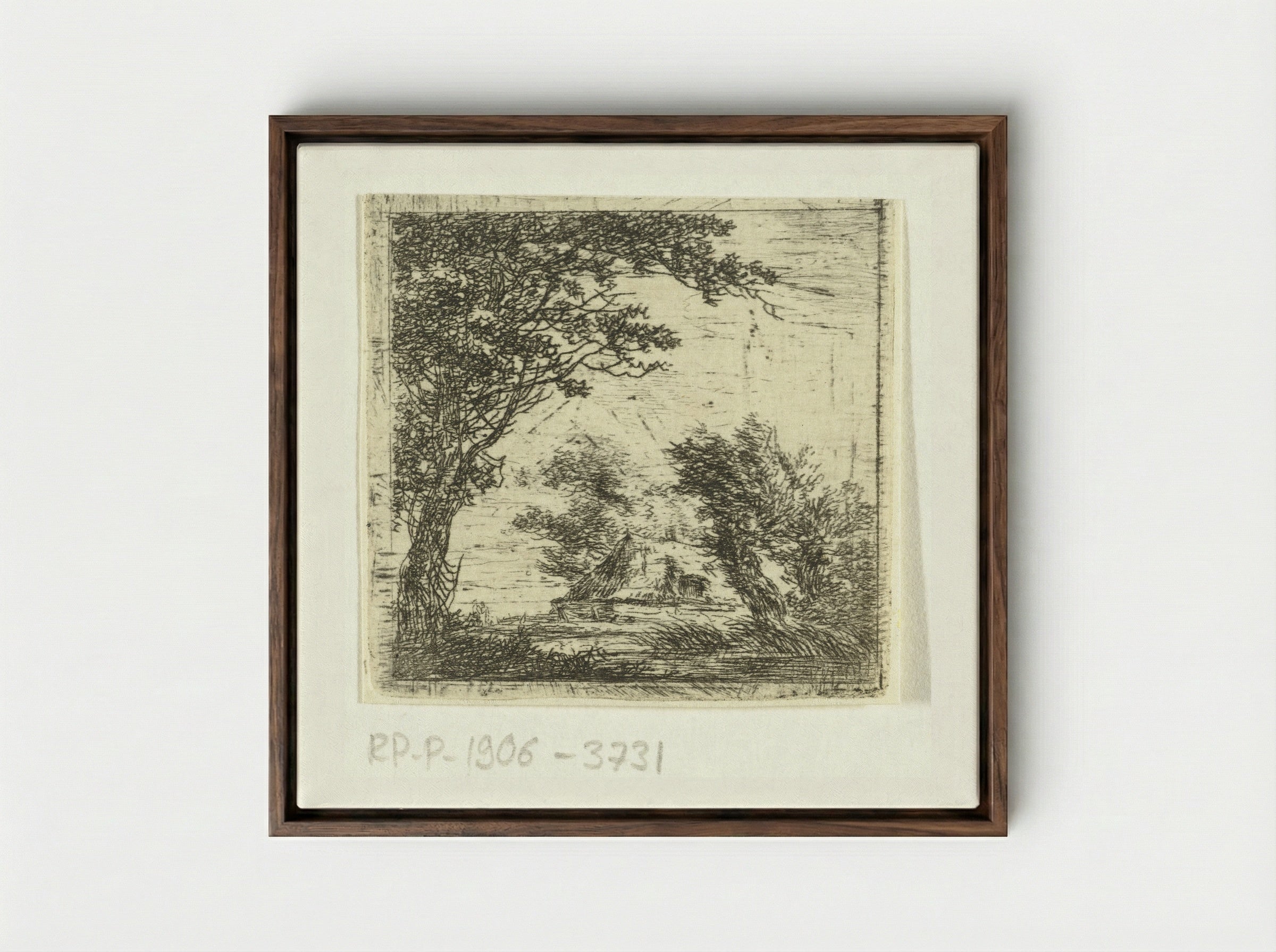 Boerenwoning tussen bomen - Hermanus van Brussel - Framed Canvas Dark Wood