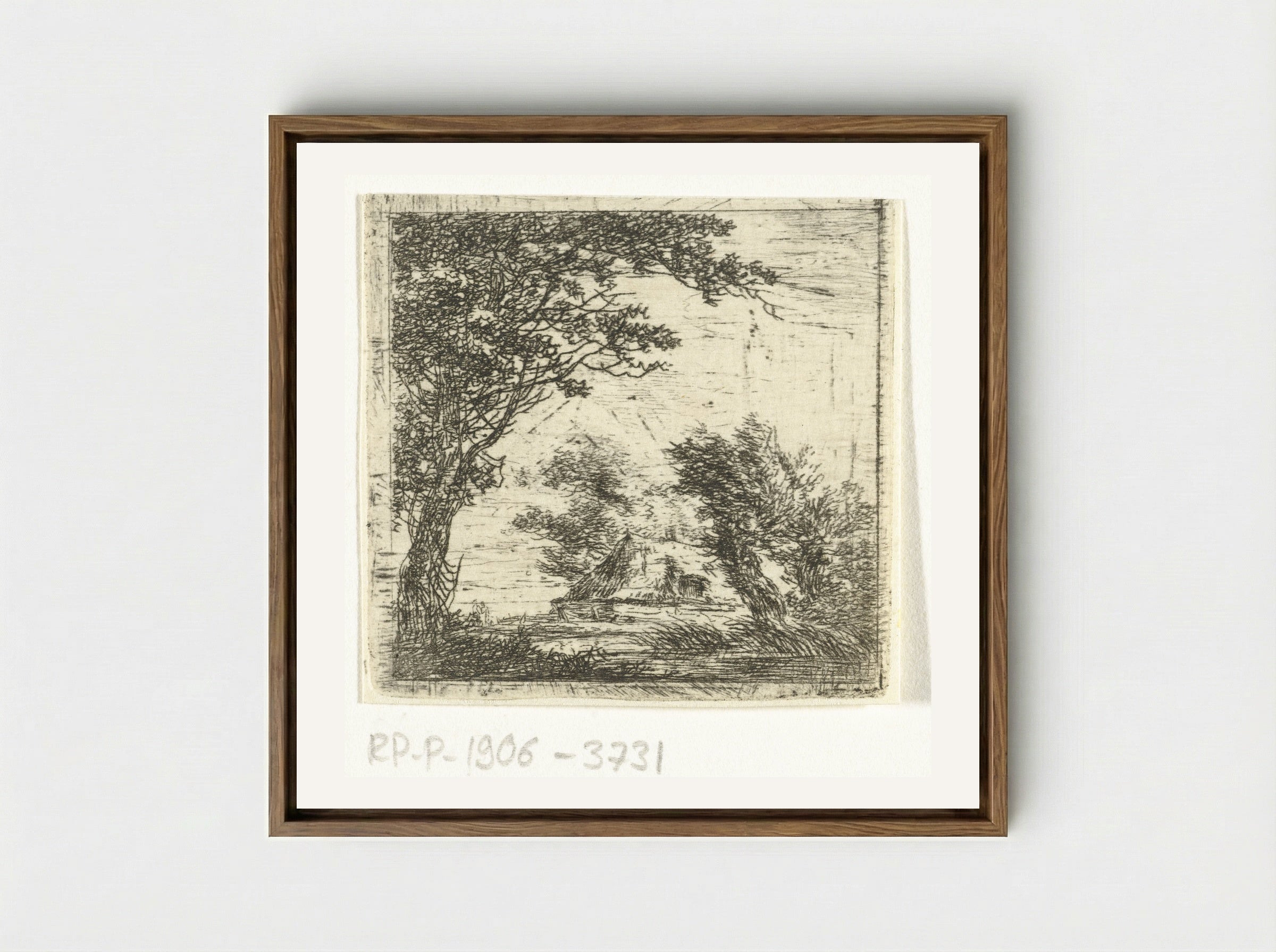 Boerenwoning tussen bomen - Hermanus van Brussel - Framed Canvas Wood