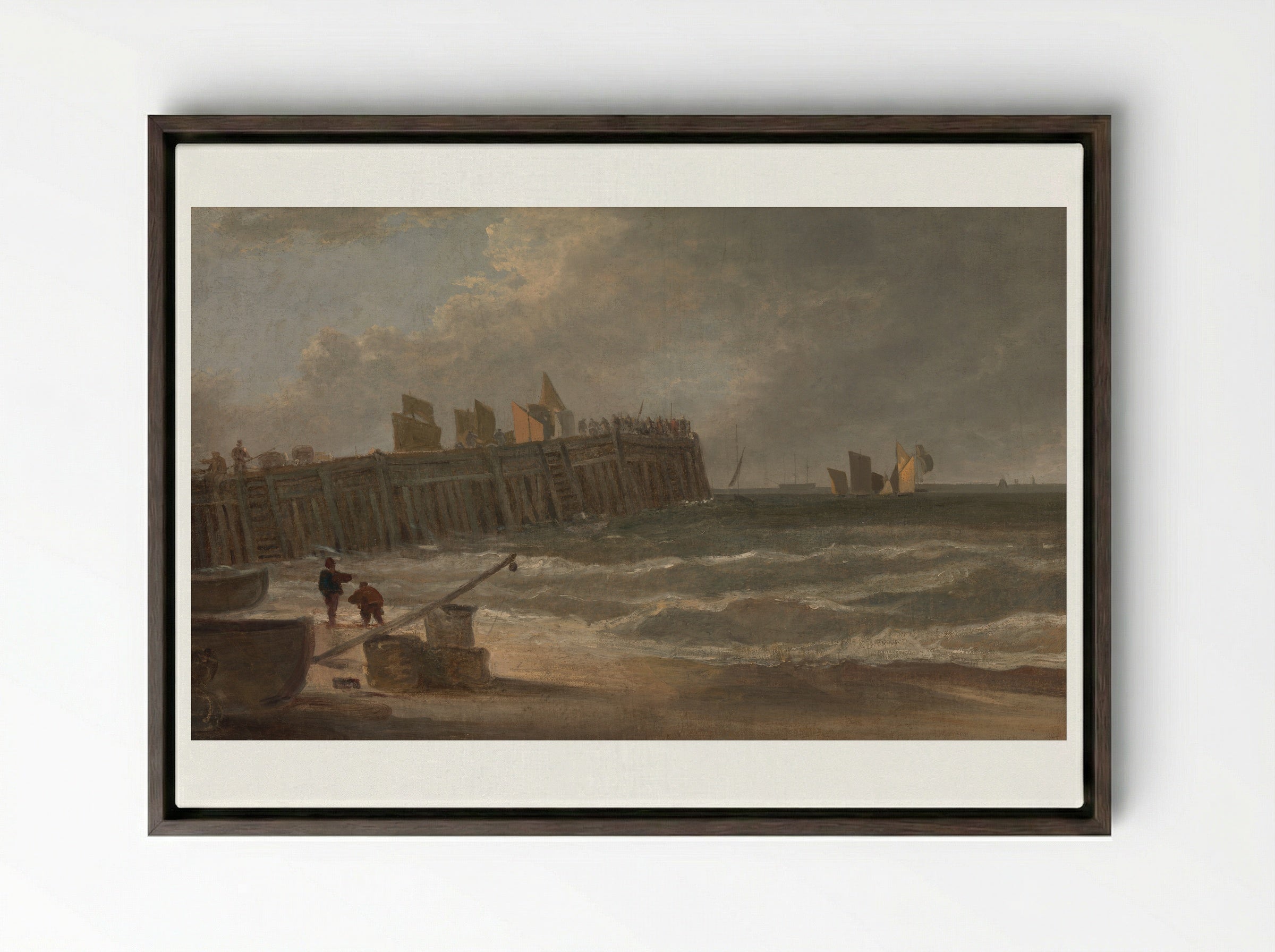 Yarmouth Jetty - John Crome - Framed Canvas Dark Wood