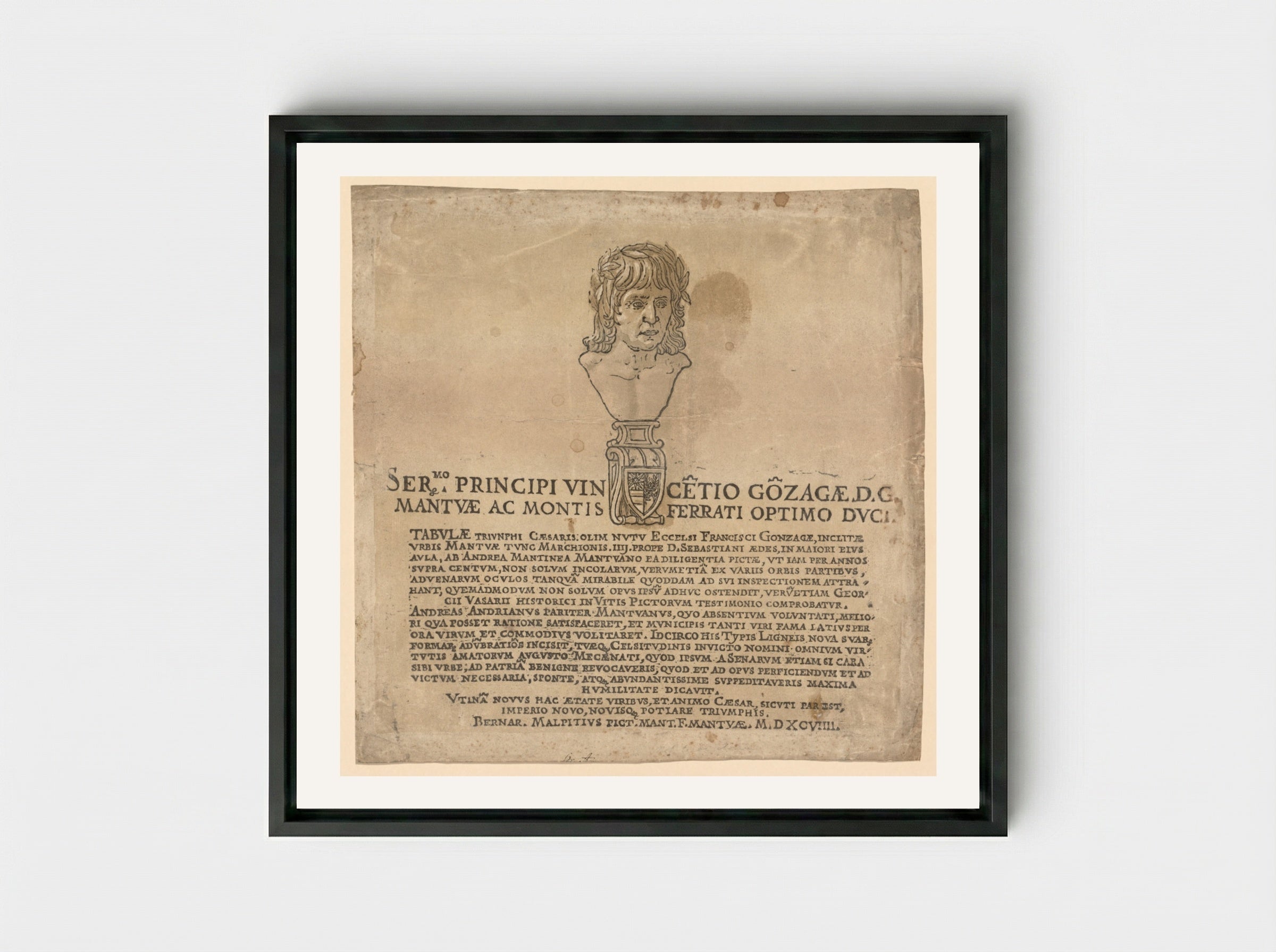 The Triumph of Julius Caesar (Title Page) - Andrea Andreani - Framed Canvas Black