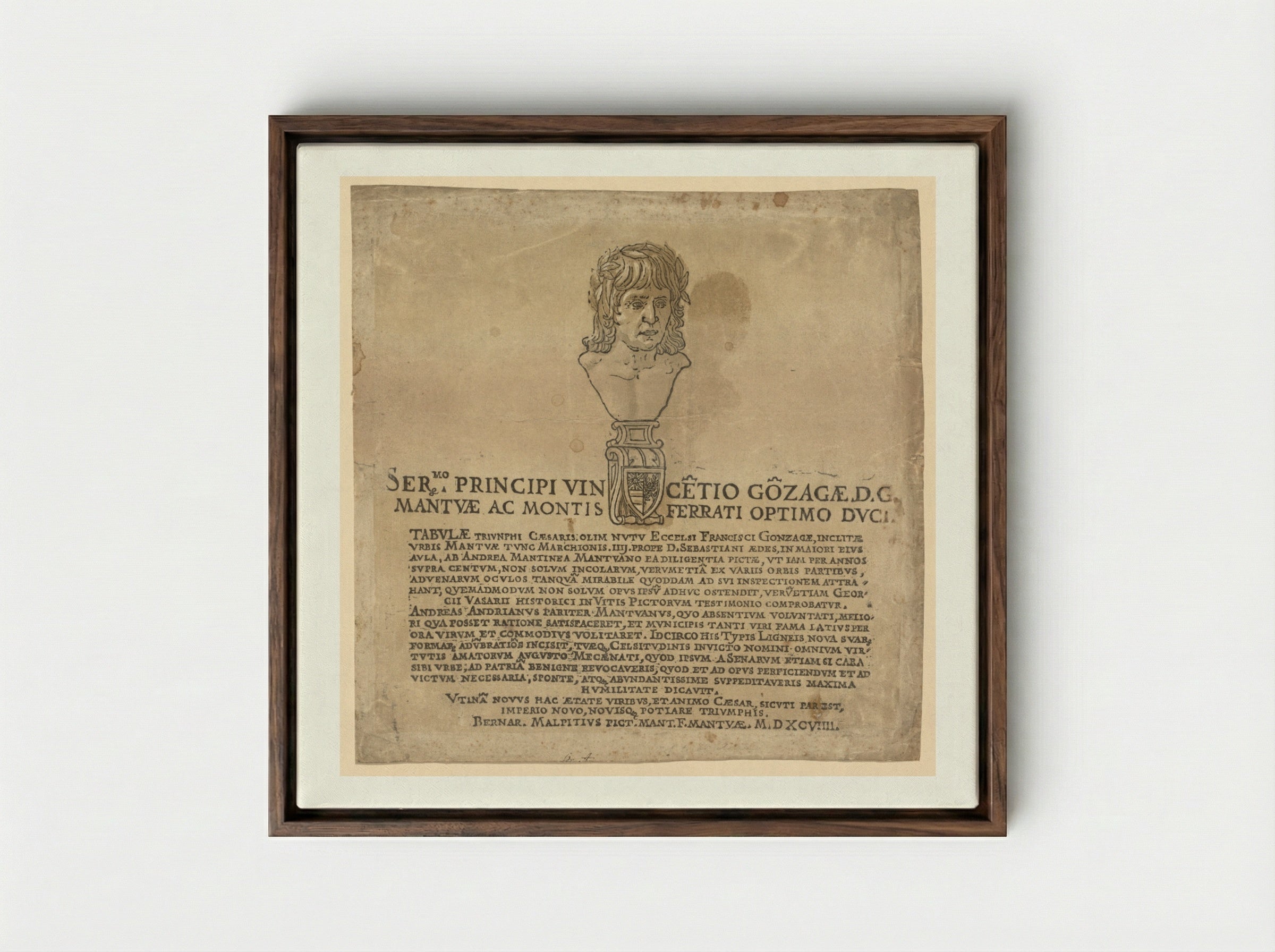 The Triumph of Julius Caesar (Title Page) - Andrea Andreani - Framed Canvas Dark Wood