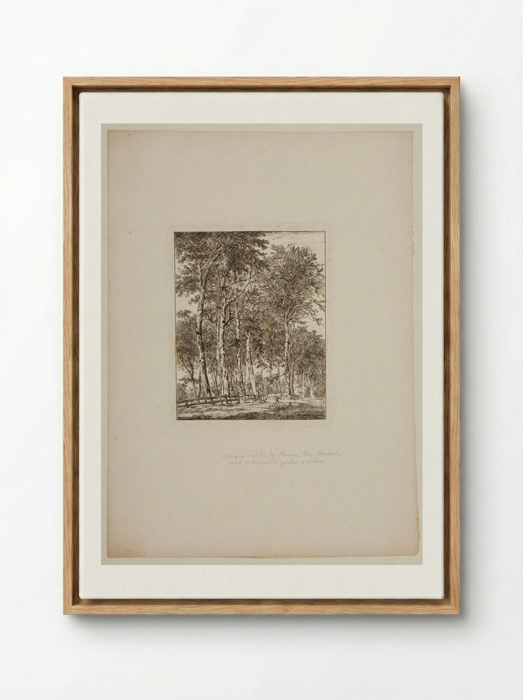 Plate VI (Wooded Scene with Figures) - Hermanus van Brussel - Framed Canvas Wood