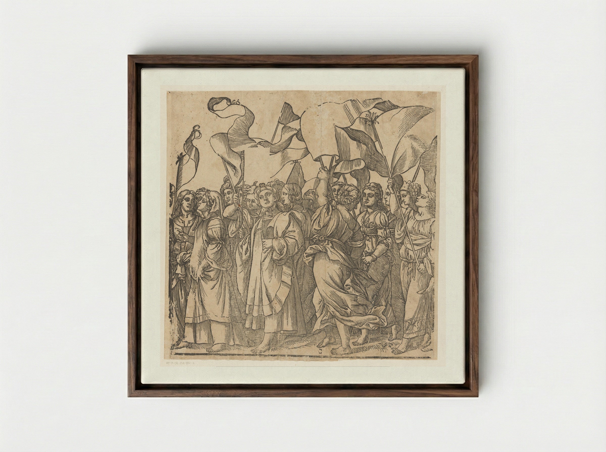 Triomf van Christus (derde deel) - Andrea Andreani - Framed Canvas Dark Wood