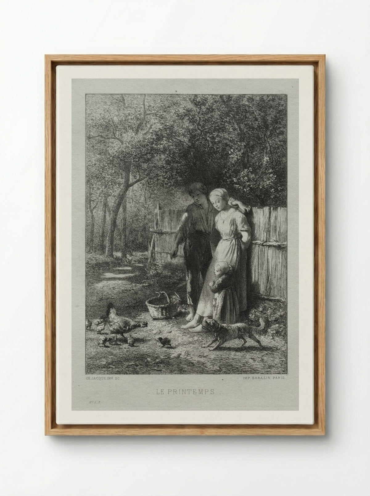 Le Printemps (Springtime) - Charles Jacque - Framed Canvas Wood