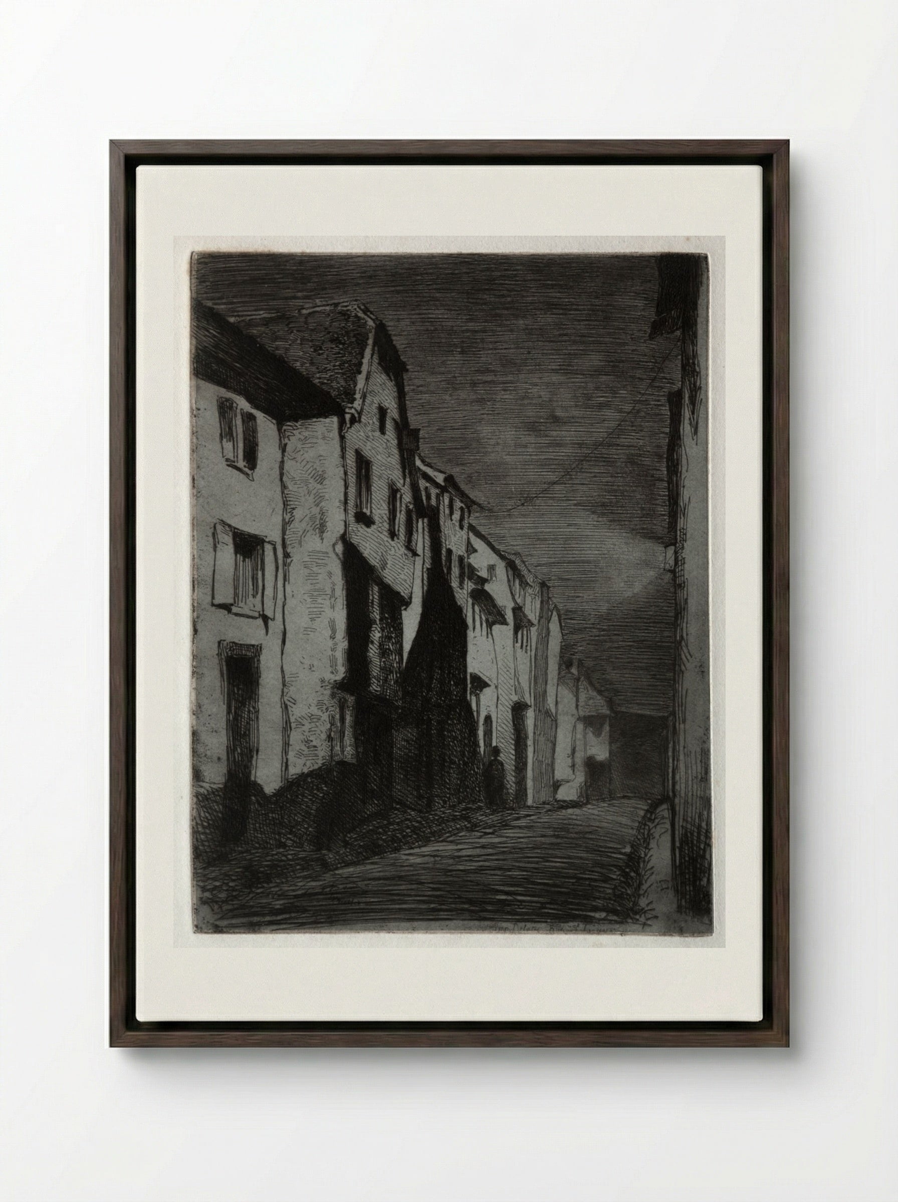 Street at Saverne - James McNeill Whistler - Framed Canvas Dark Wood