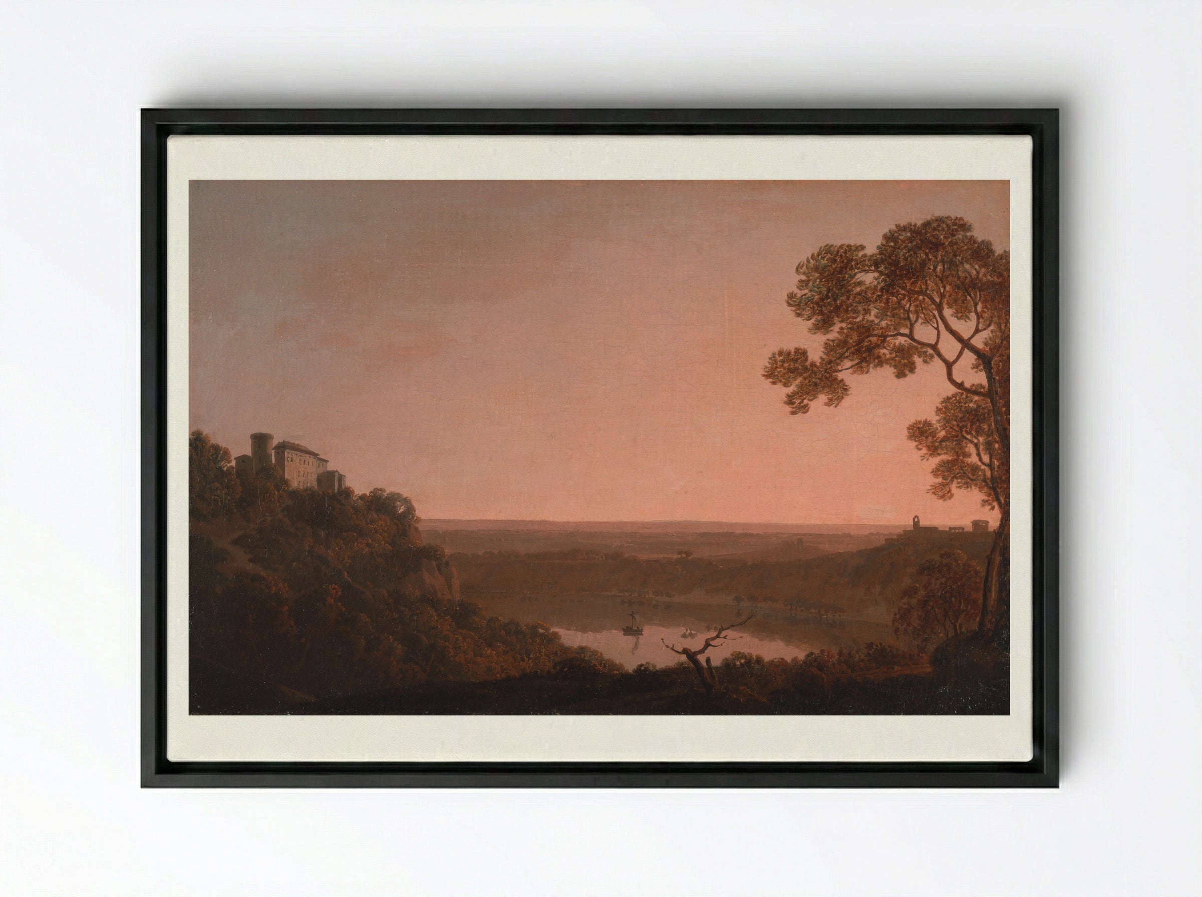 View of the Lake of Nemi - Joseph Wright of Derby - Framed Canvas Black