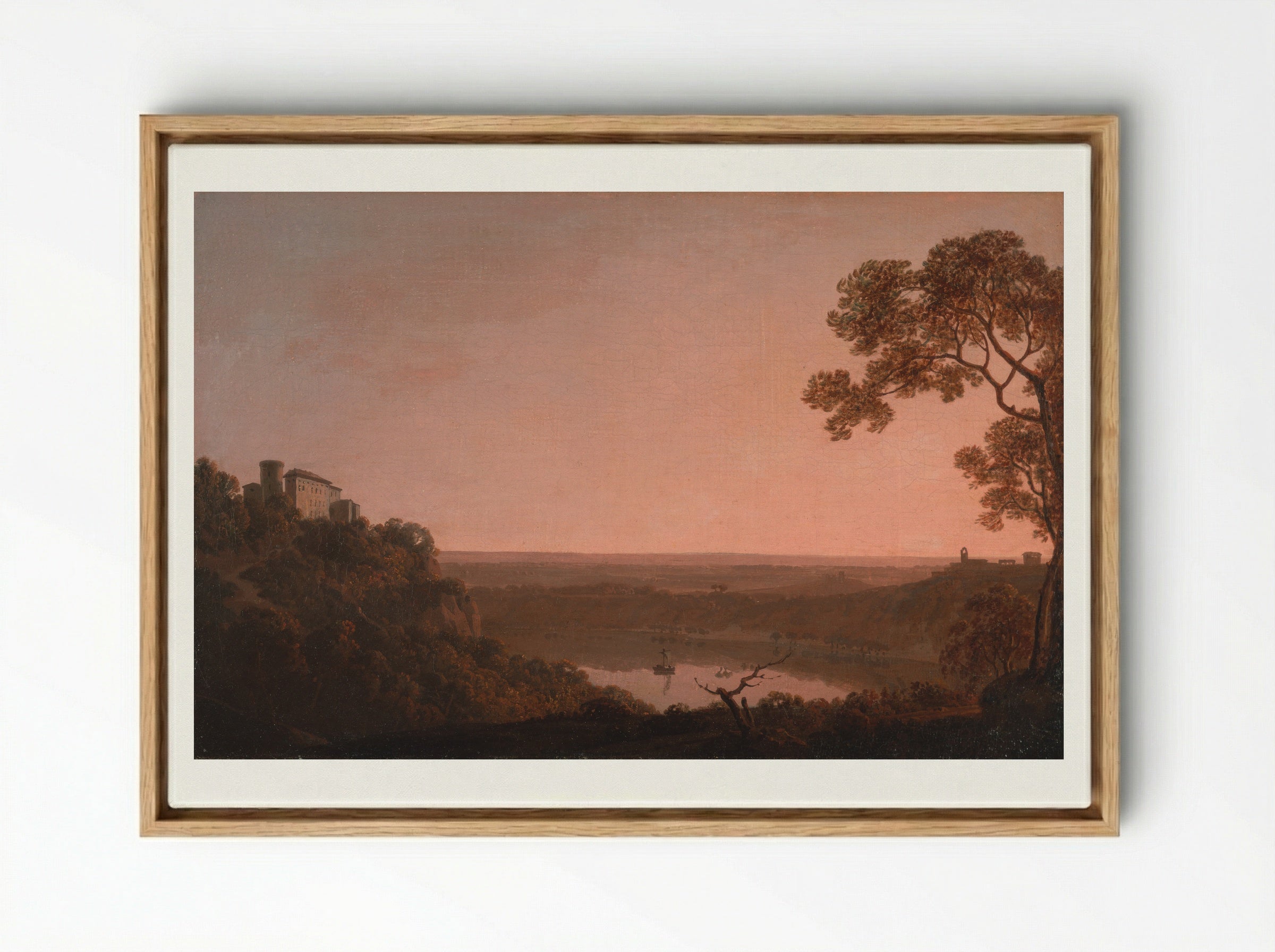 View of the Lake of Nemi - Joseph Wright of Derby - Framed Canvas Wood