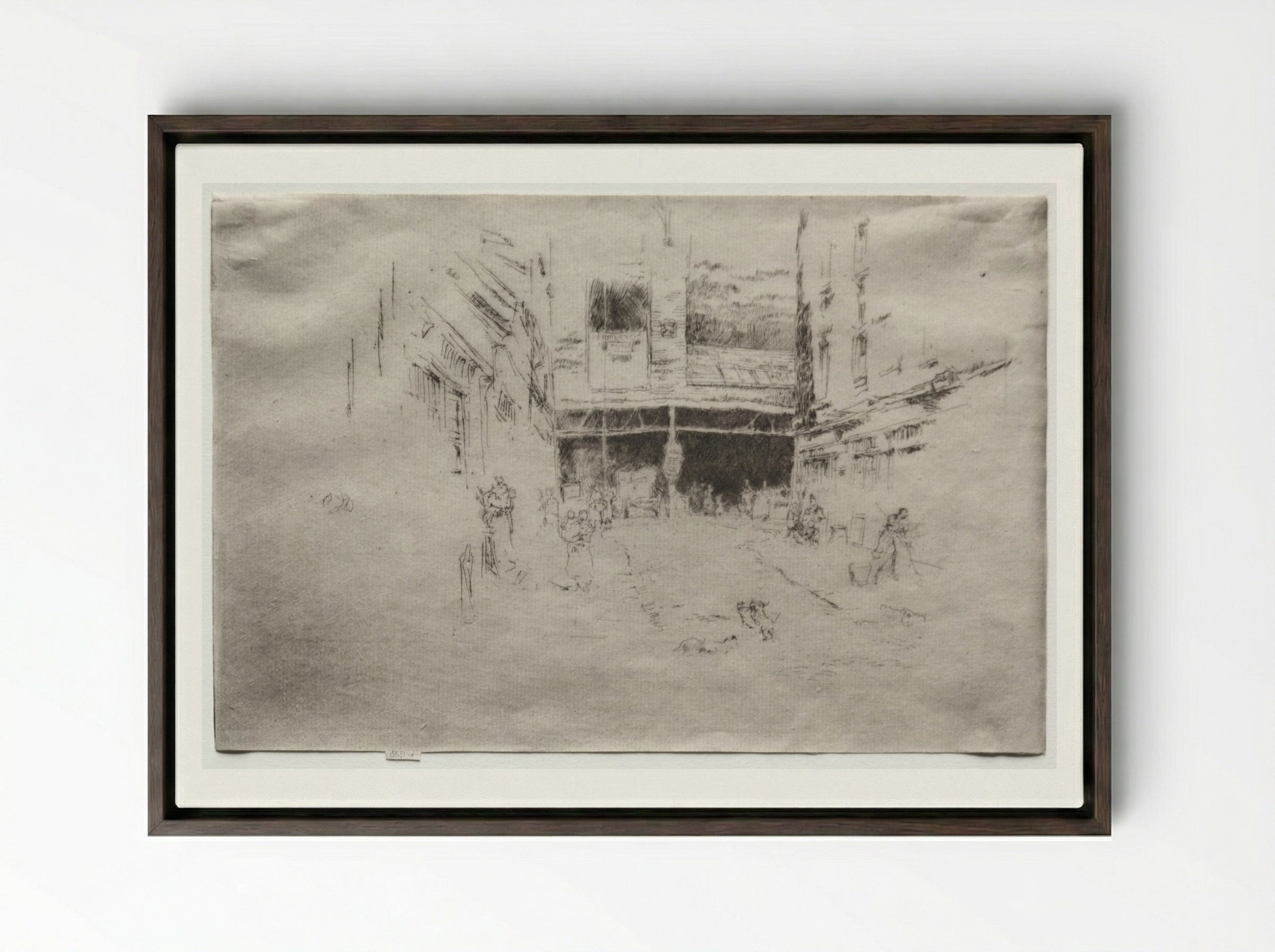 Clothes Exchange, No. 1 - James McNeill Whistler - Framed Canvas Dark Wood