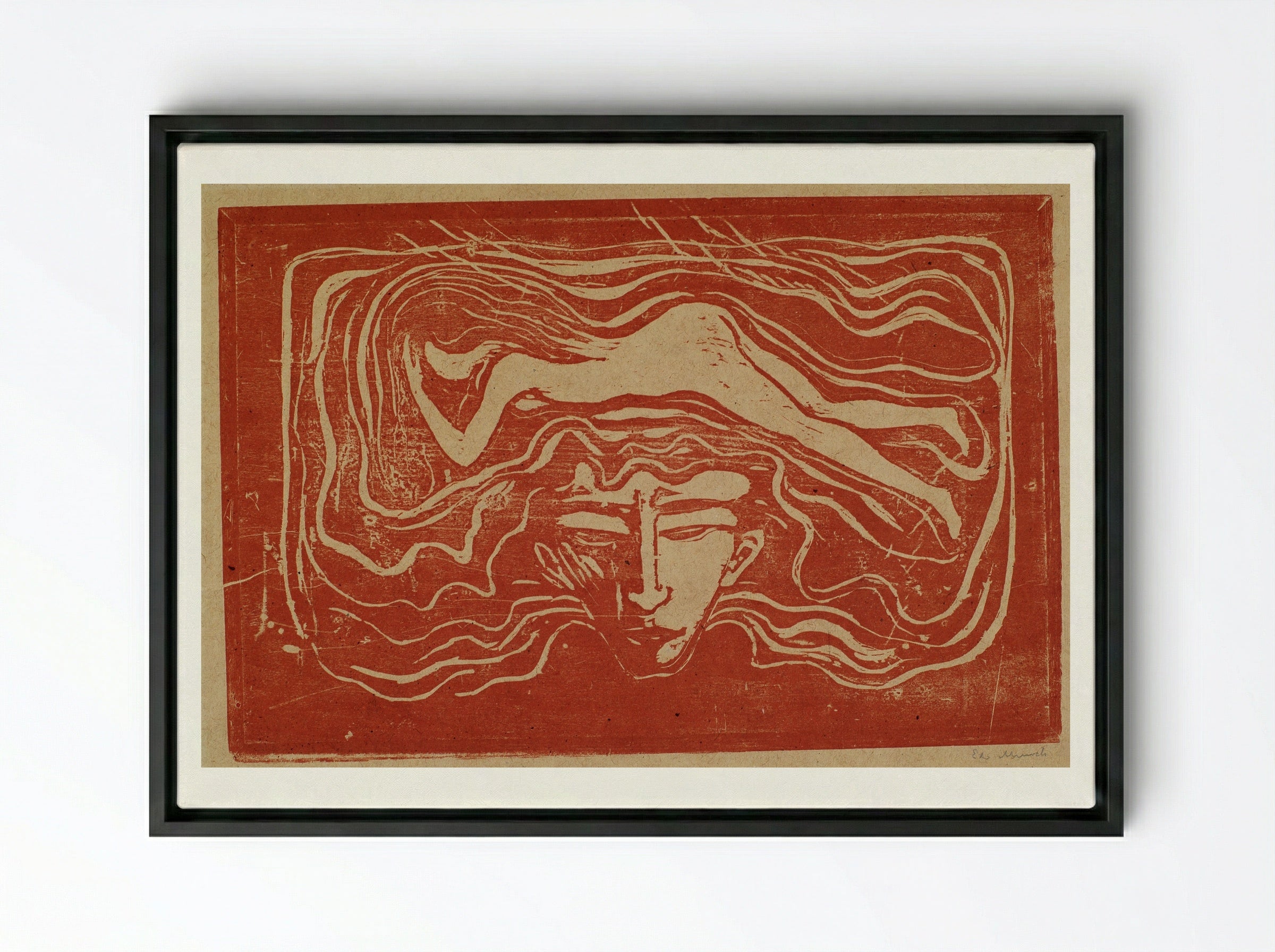 In a Man's Brain - Edvard Munch - Framed Canvas Black