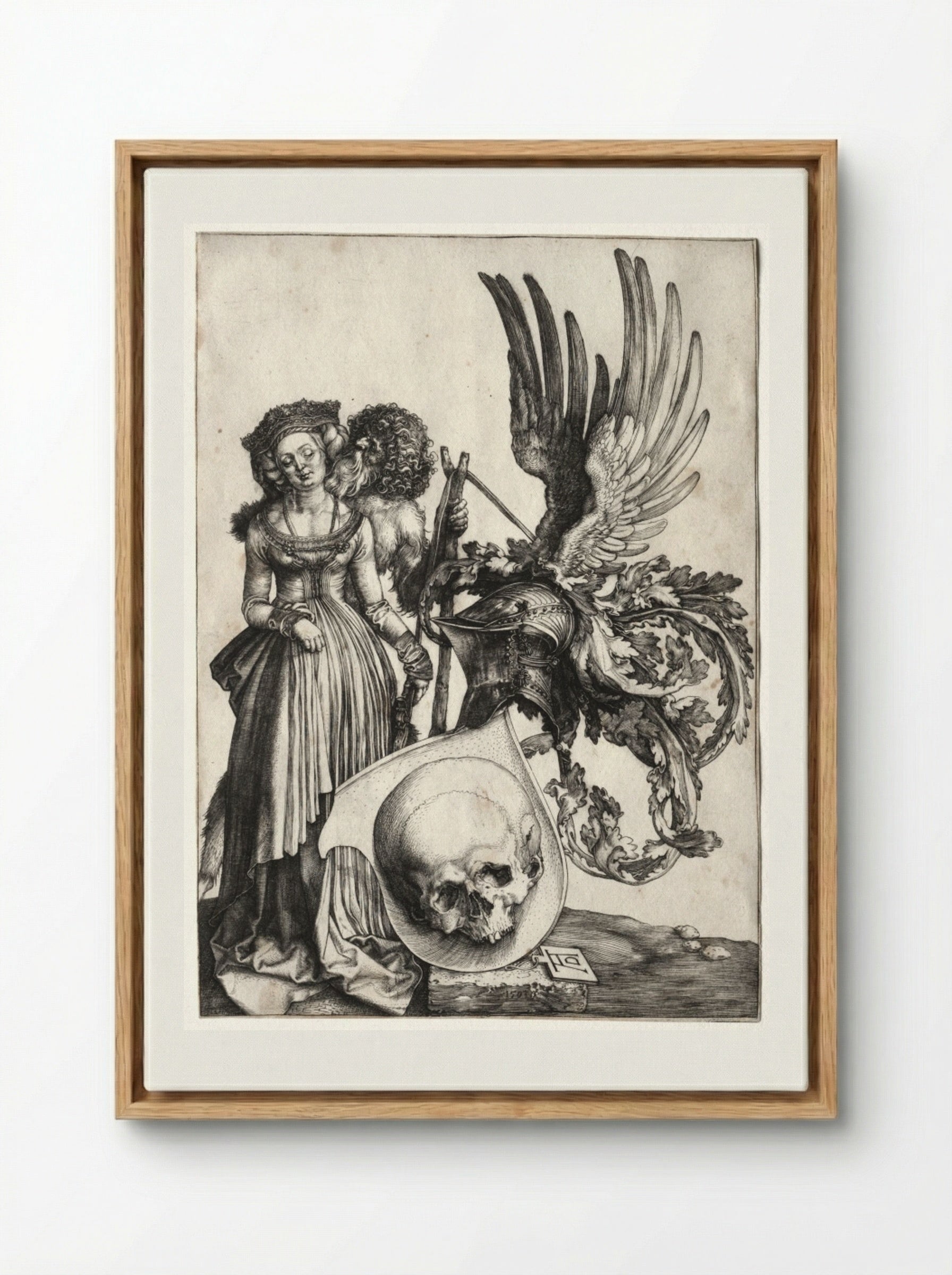 Coat of Arms with a Skull - Albrecht Dürer - Framed Canvas Wood