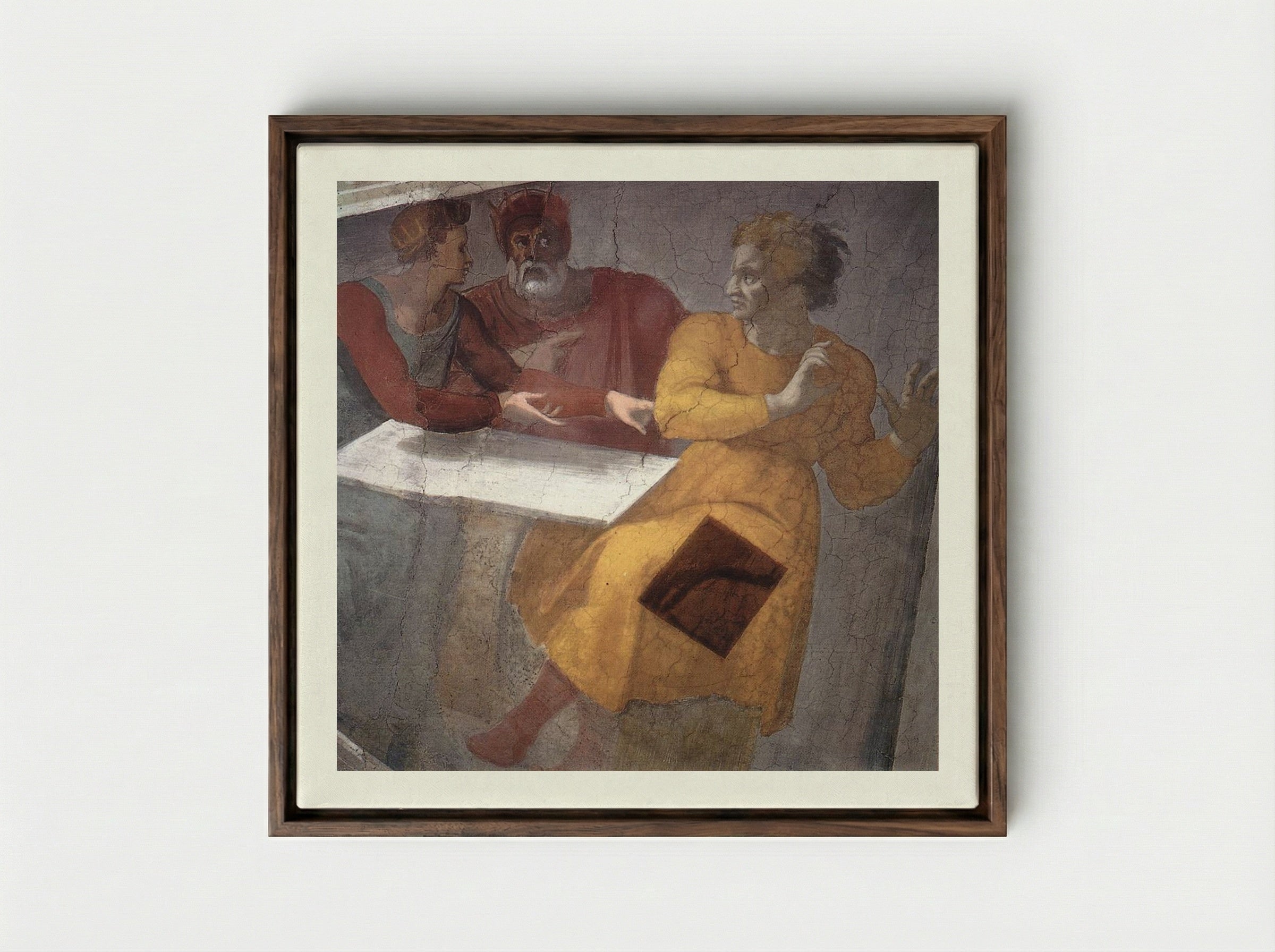 The Punishment of Haman - Michelangelo Buonarroti - Framed Canvas Dark Wood
