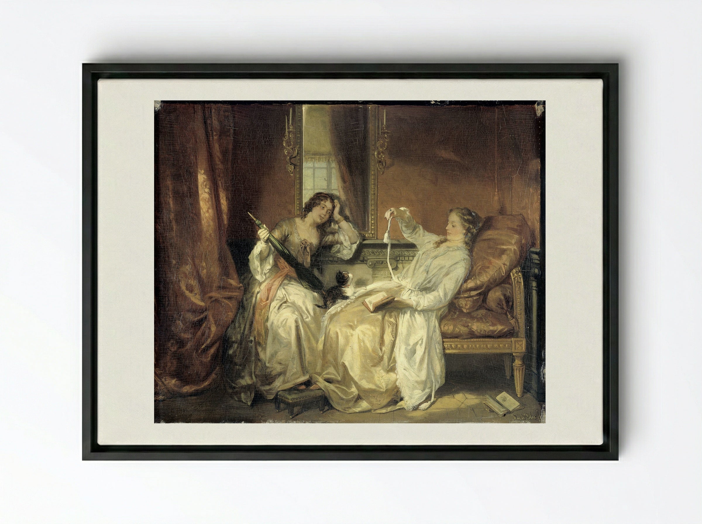 De conversatie - David Bles - Framed Canvas Black