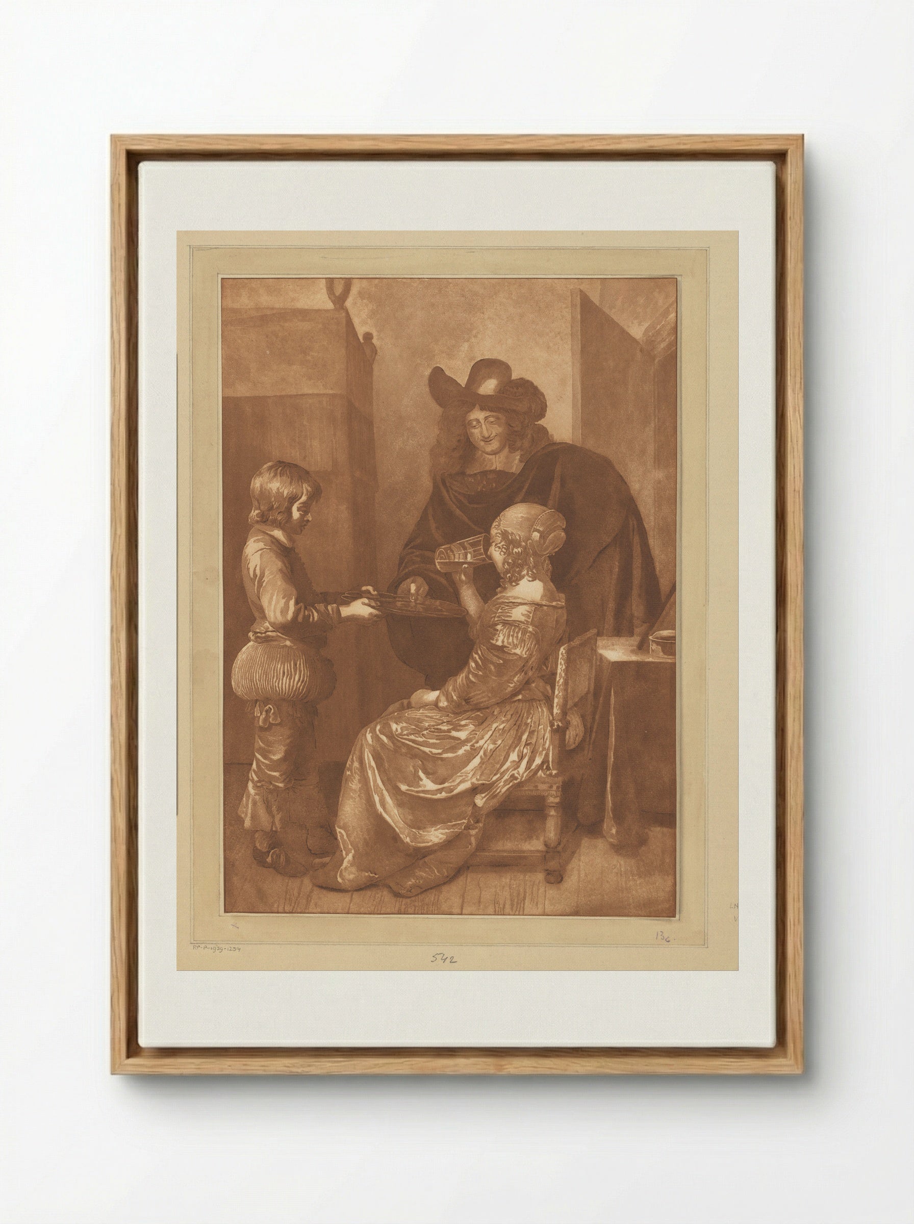 Heer en dame met page - Cornelis Brouwer - Framed Canvas Wood