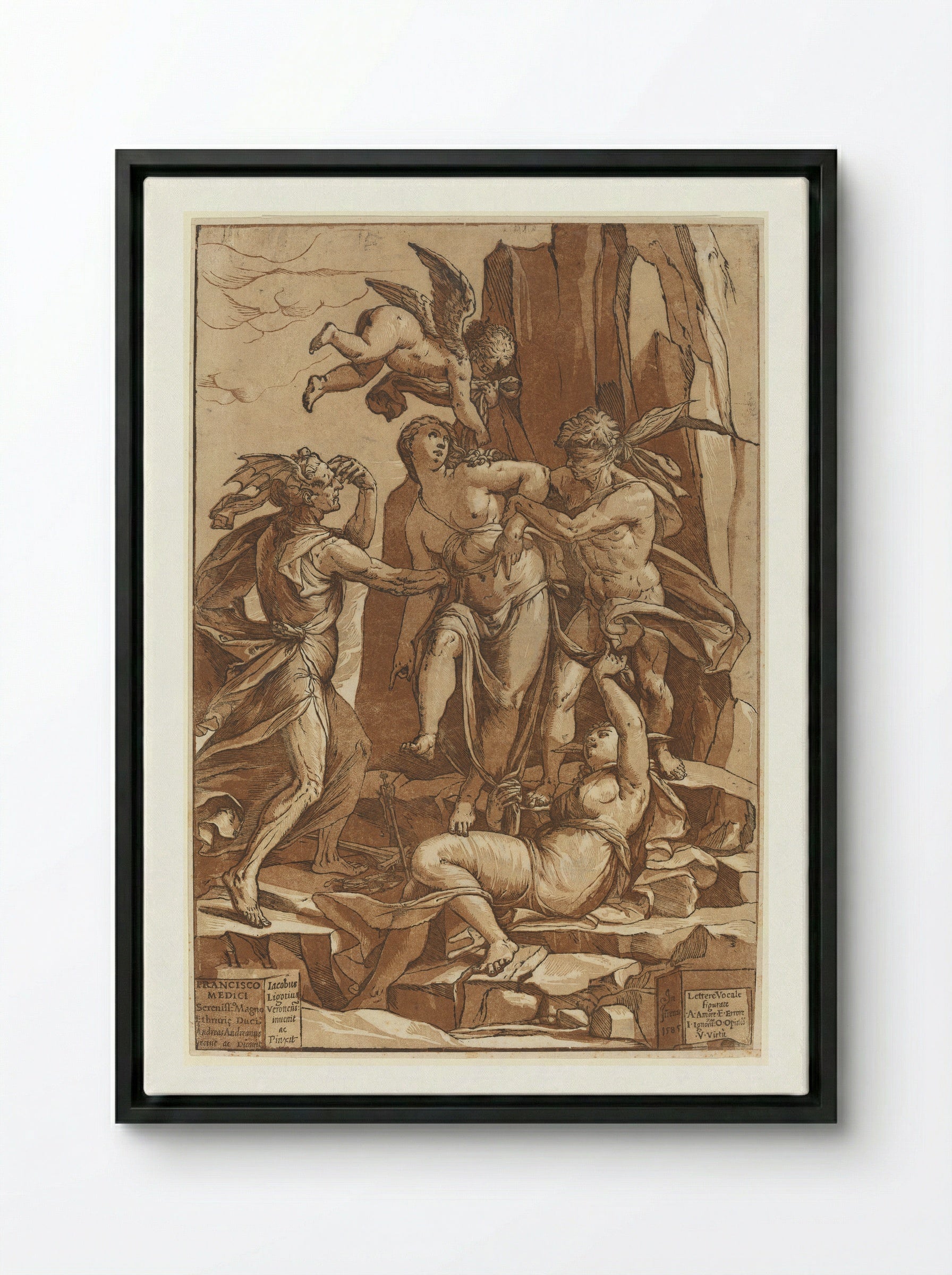 Virtue - Andrea Andreani - Framed Canvas Black
