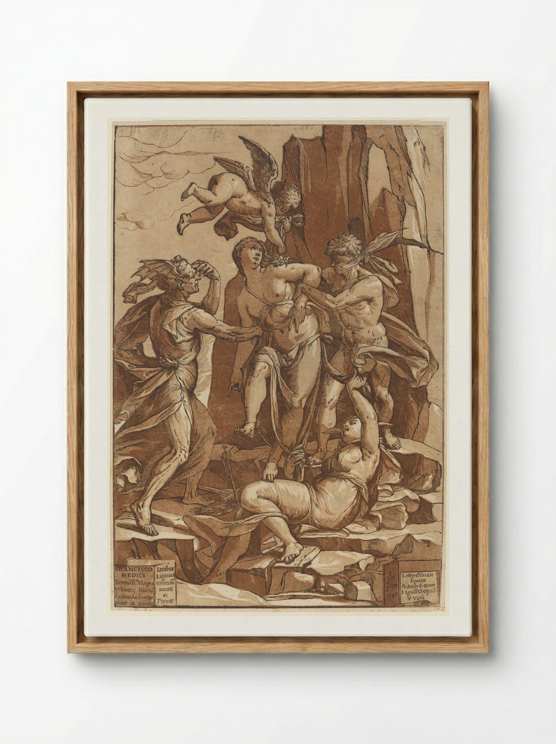 Virtue - Andrea Andreani - Framed Canvas Wood