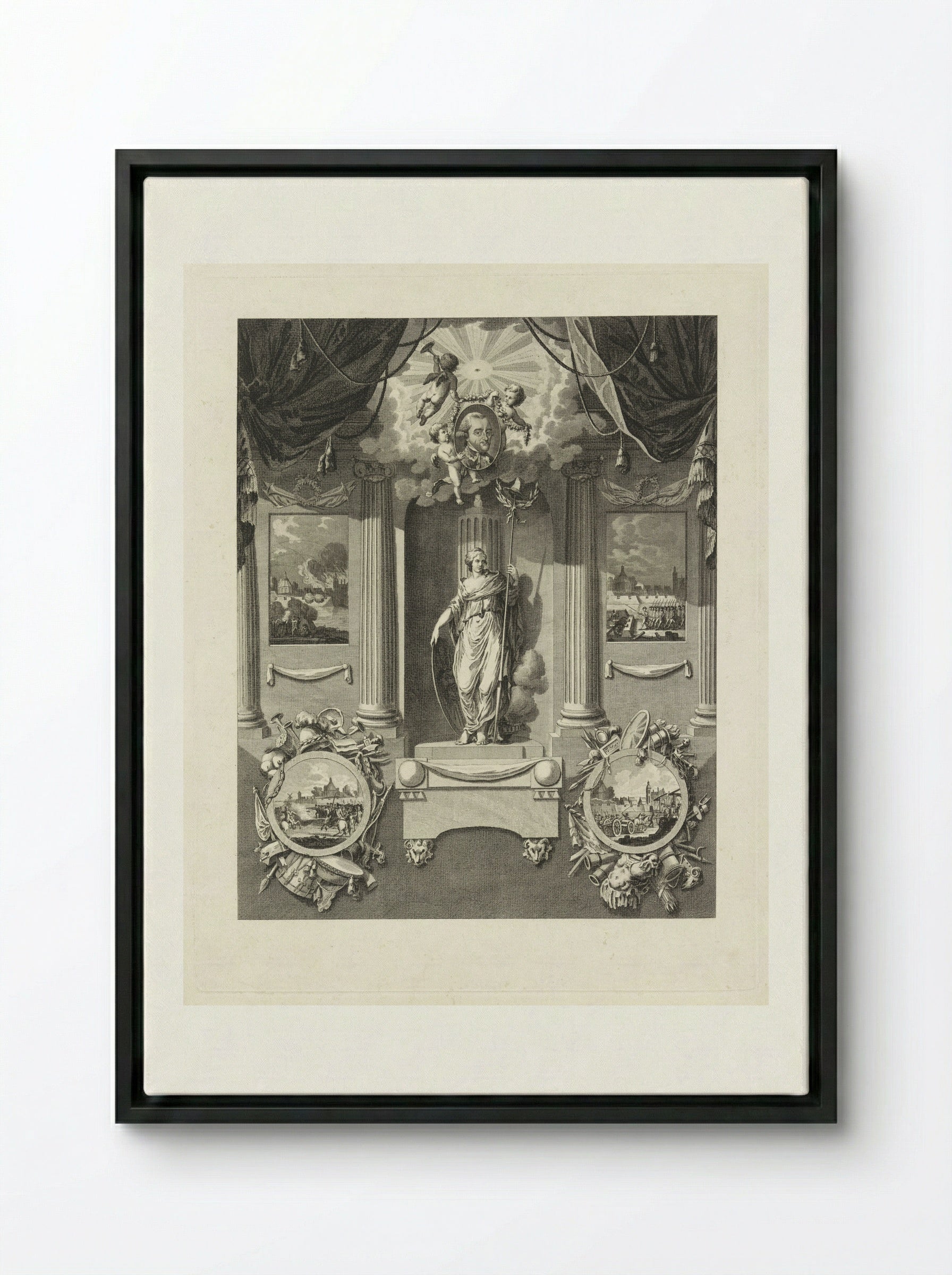 Erezuil voor luitenant-generaal Carel Baron van Boetzelaer - Cornelis Brouwer - Framed Canvas Black