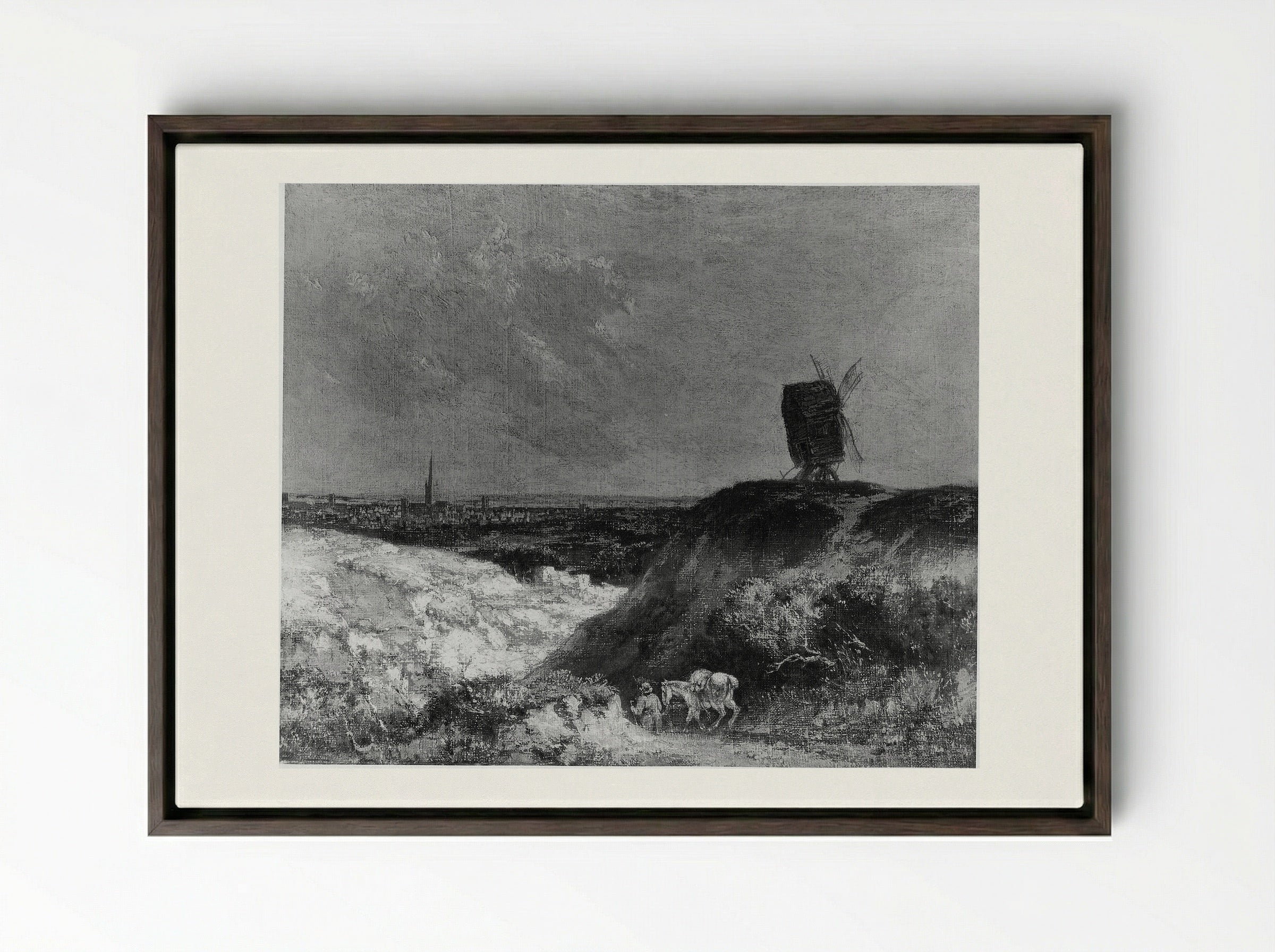 A Windmill near Norwich - John Crome - Framed Canvas Dark Wood