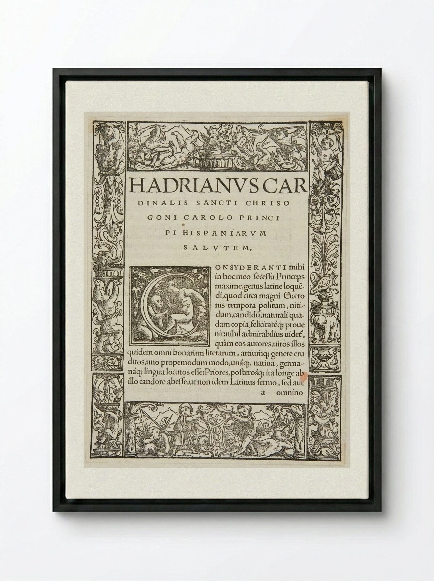 Initial Letter C - Urs Graf - Framed Canvas Black