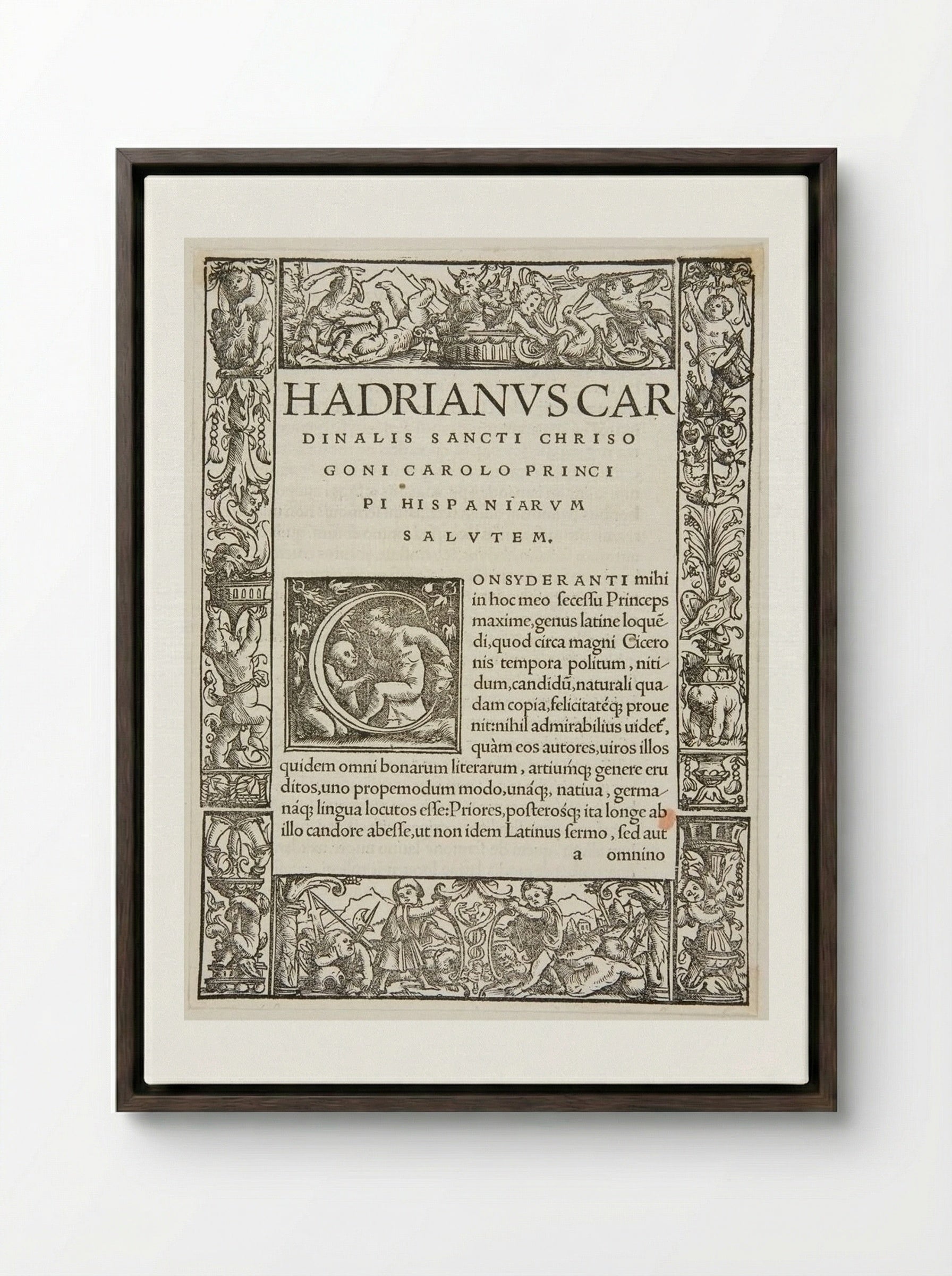 Initial Letter C - Urs Graf - Framed Canvas Dark Wood