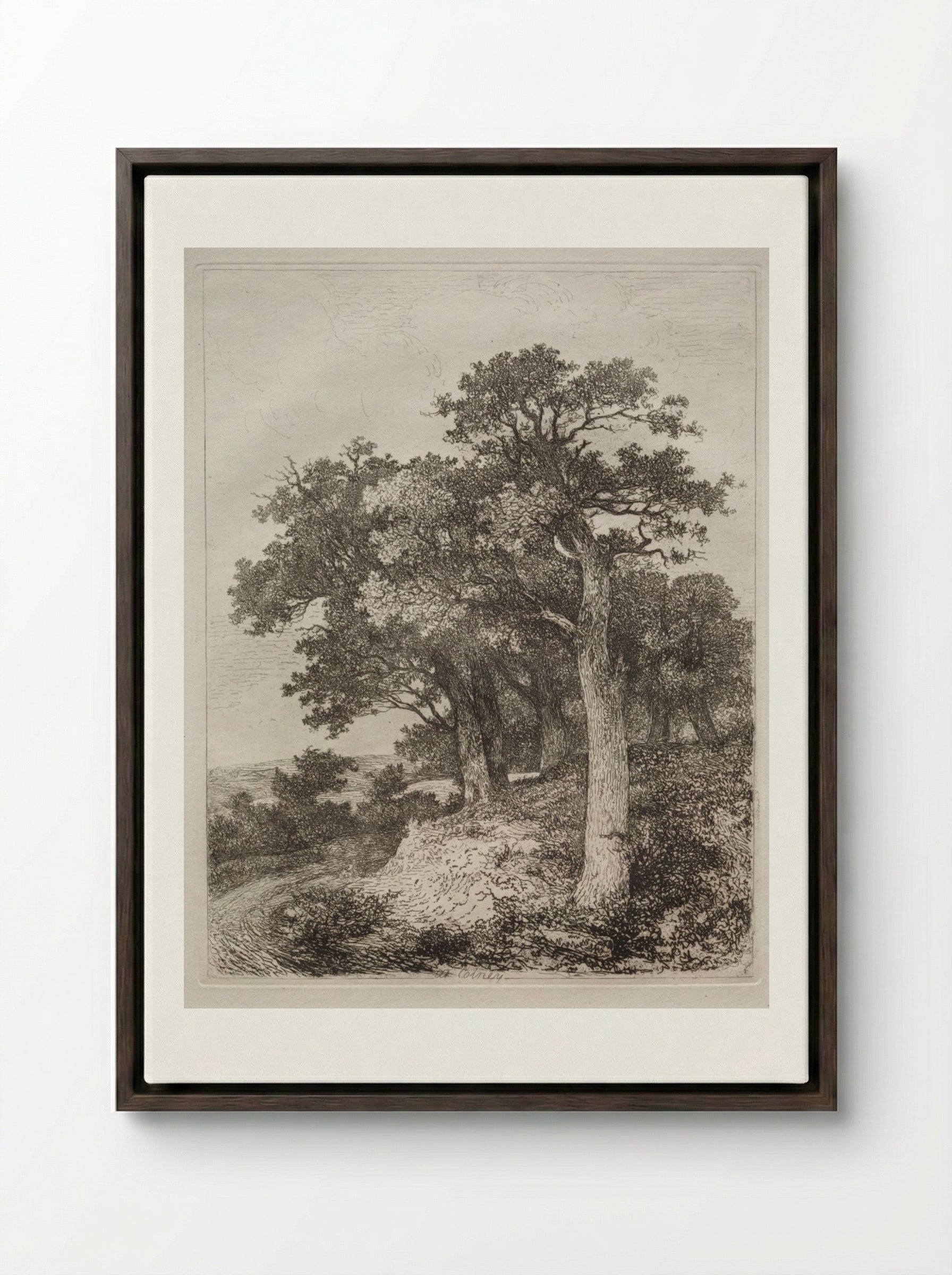 At Colney - John Crome - Framed Canvas Dark Wood