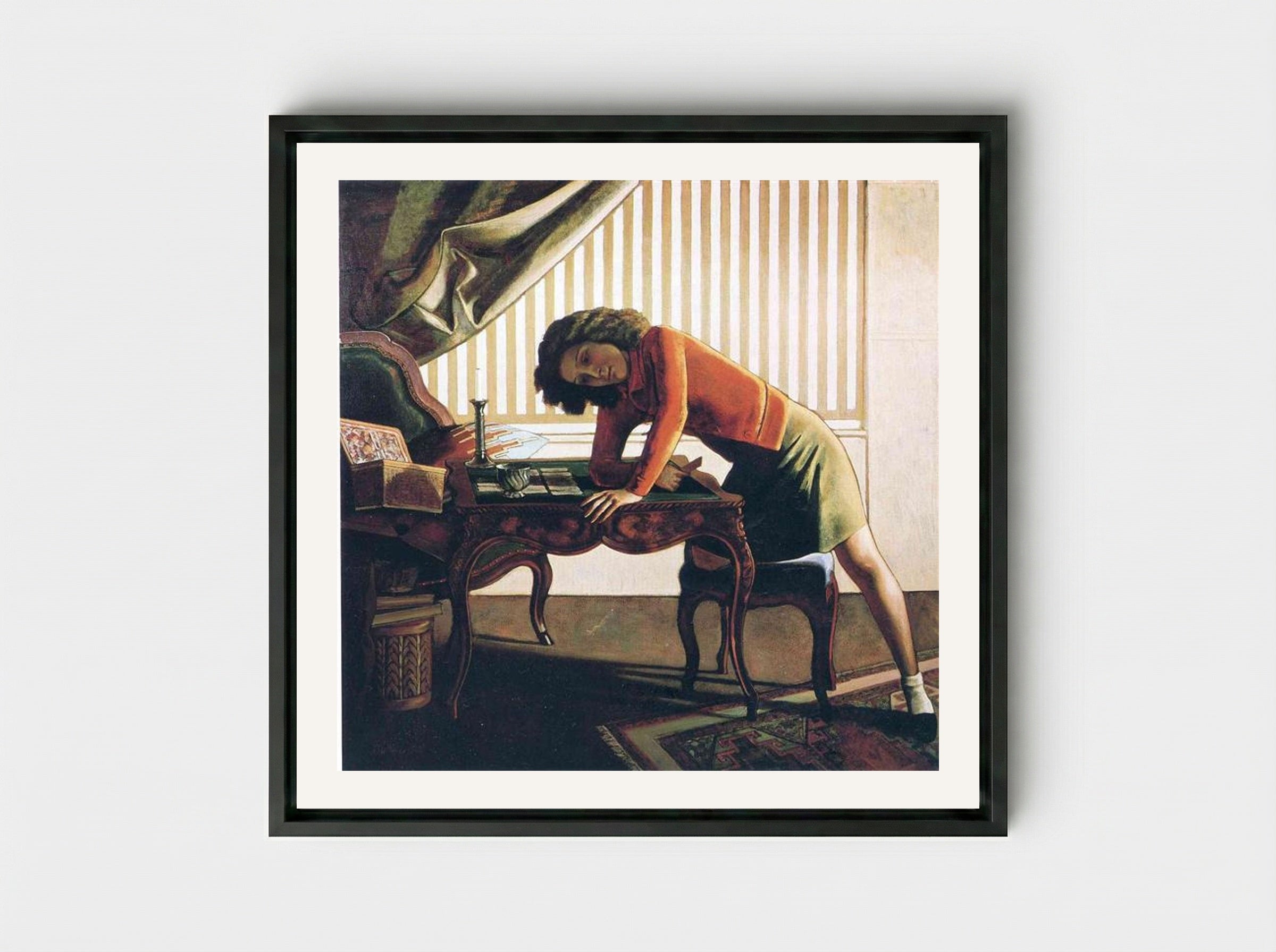 Patience - Balthus - Framed Canvas Black