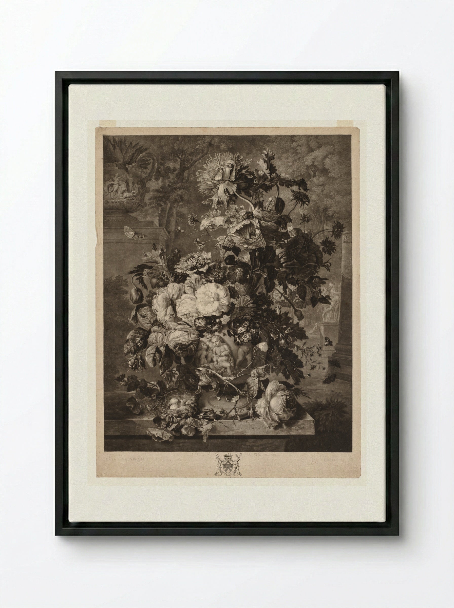 Flower Piece - Richard Earlom - Framed Canvas Black