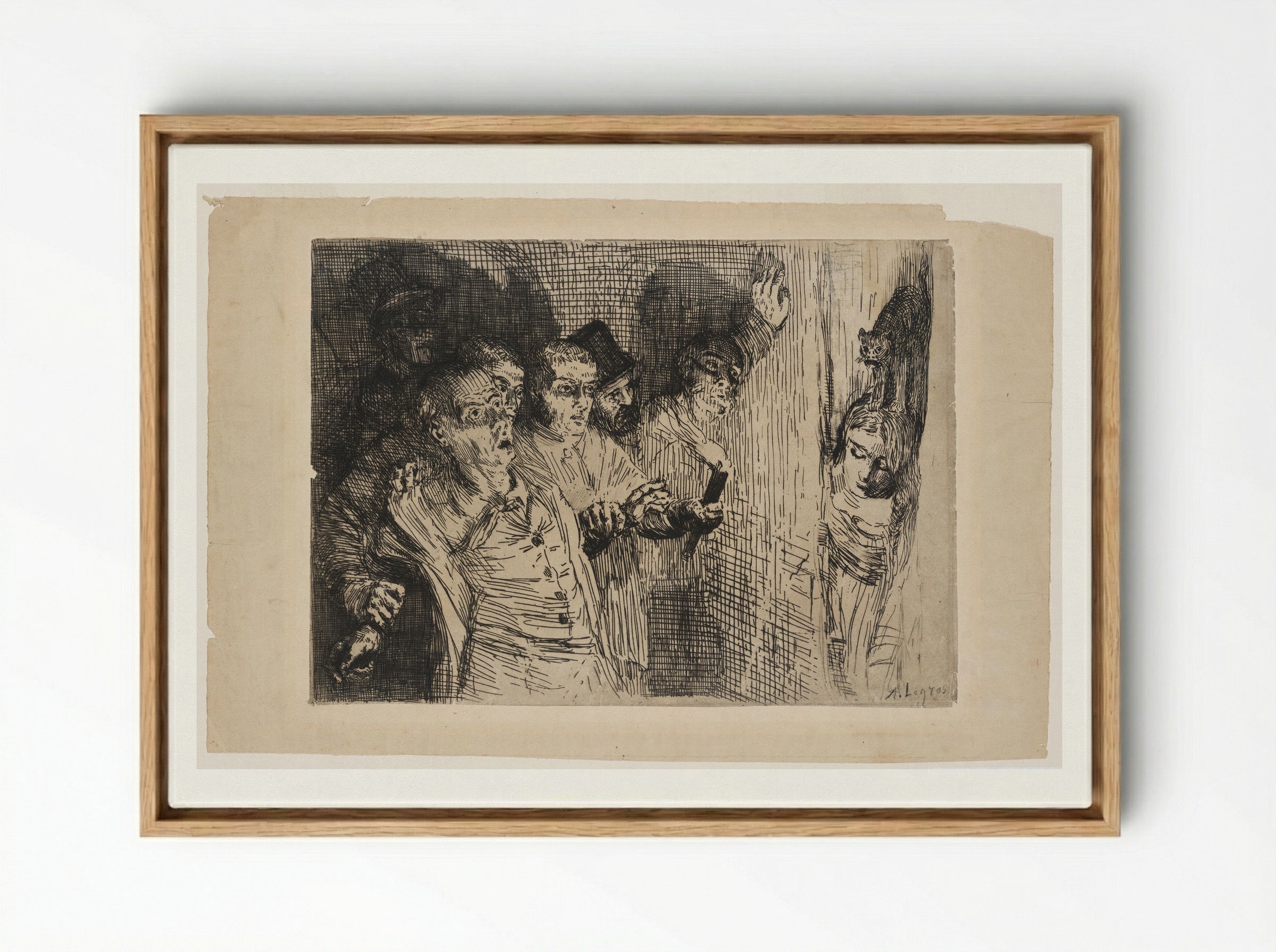 The Black Cat - Alphonse Legros - Framed Canvas Wood