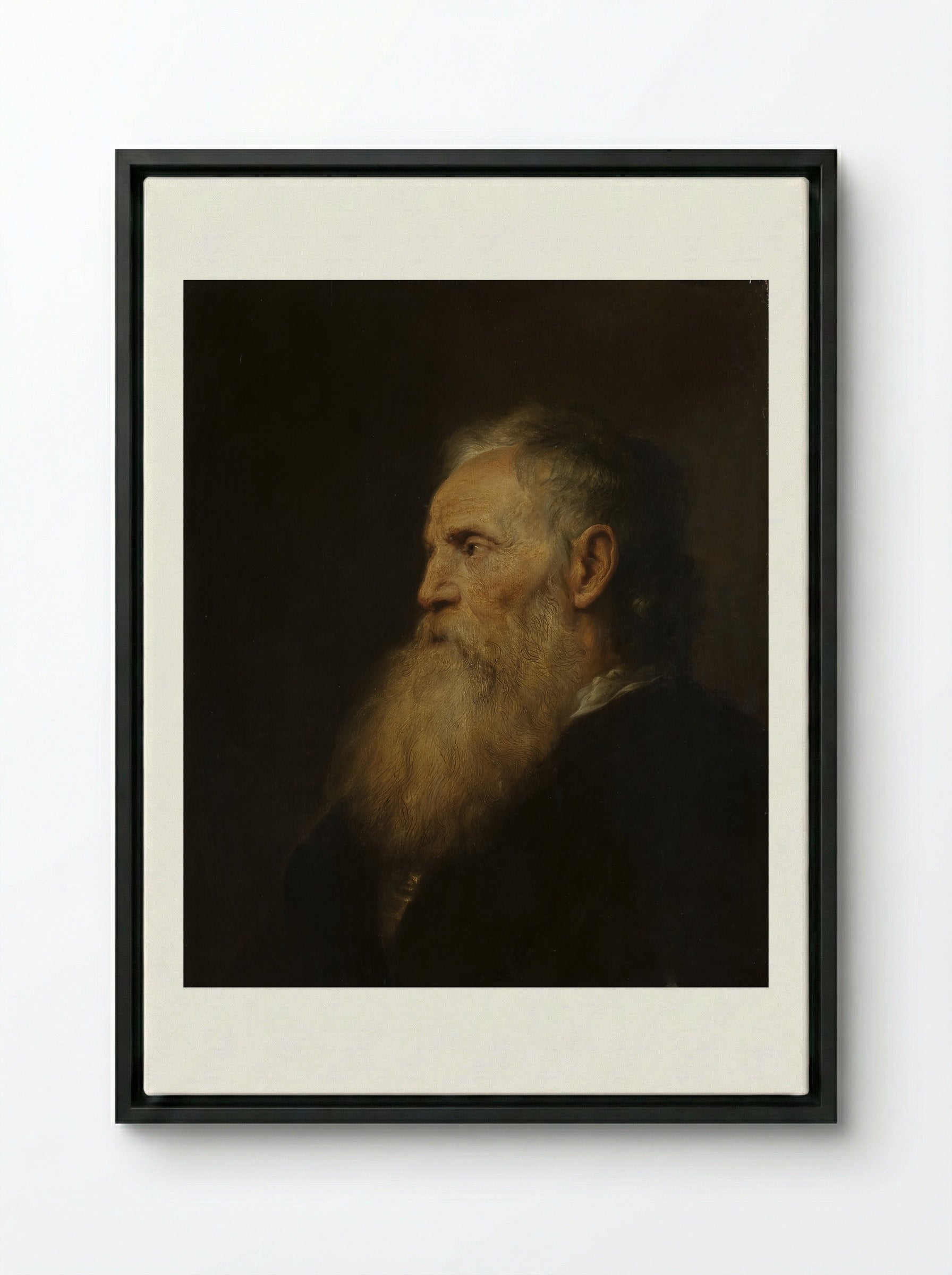 Portrait of an Old Man - Jan Lievens - Framed Canvas Black