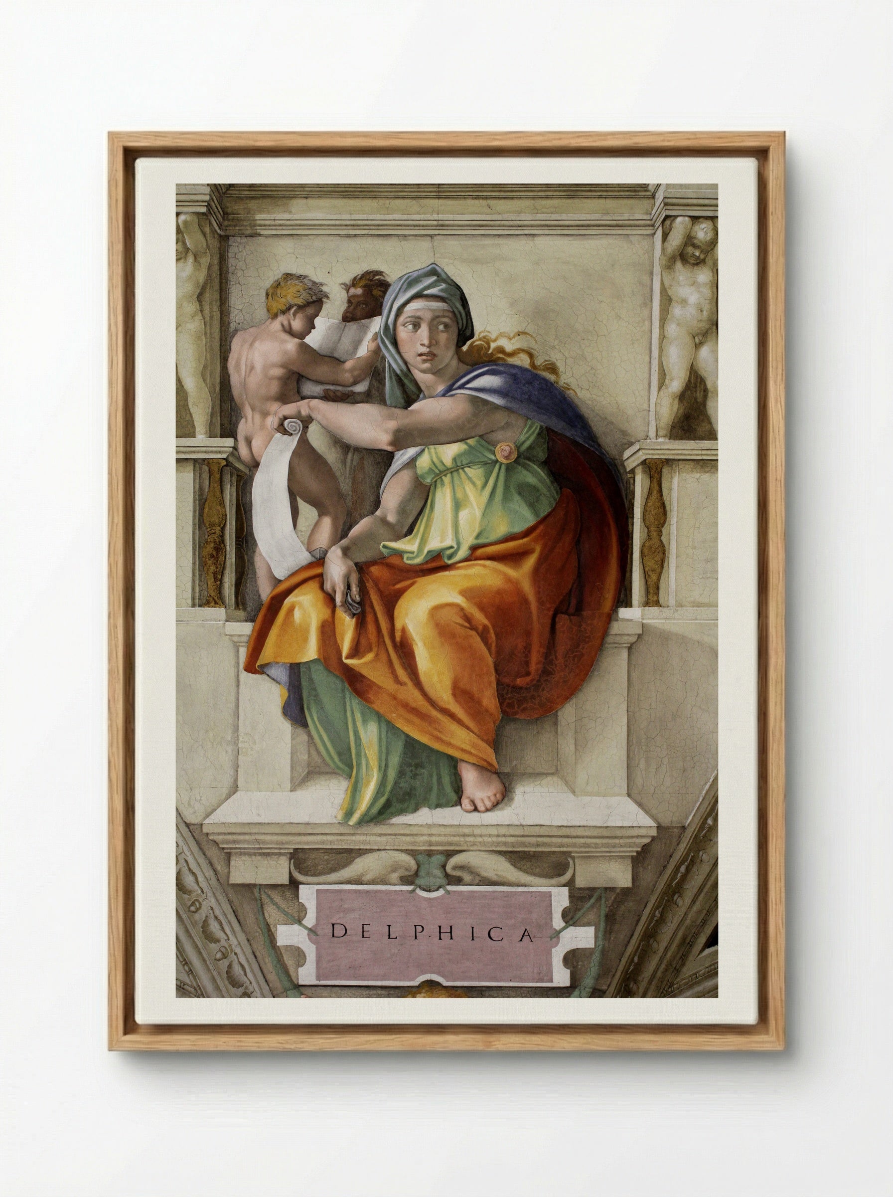 The Delphic Sibyl - Michelangelo Buonarroti - Framed Canvas Wood