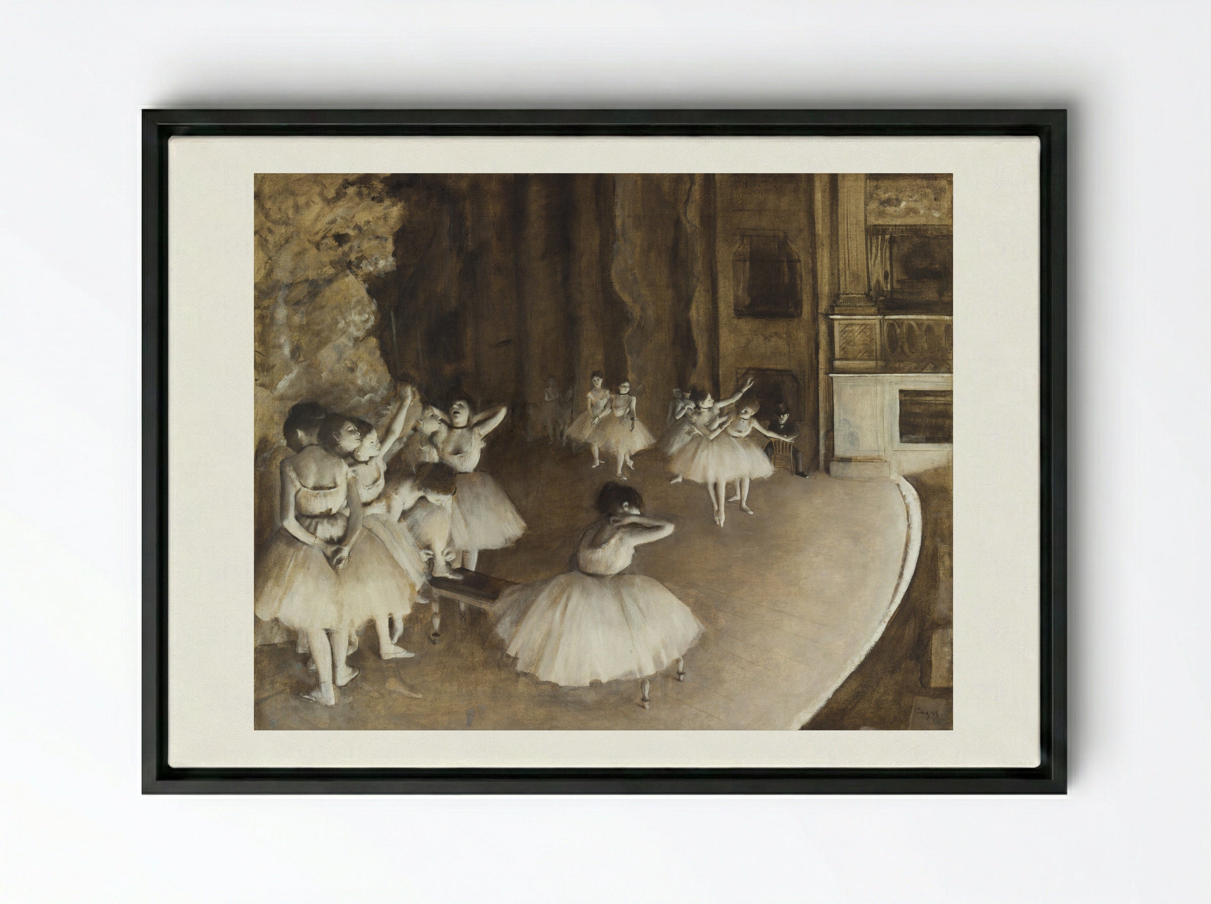 The Rehearsal - Hilaire-Germain-Edgar Degas - Framed Canvas Black