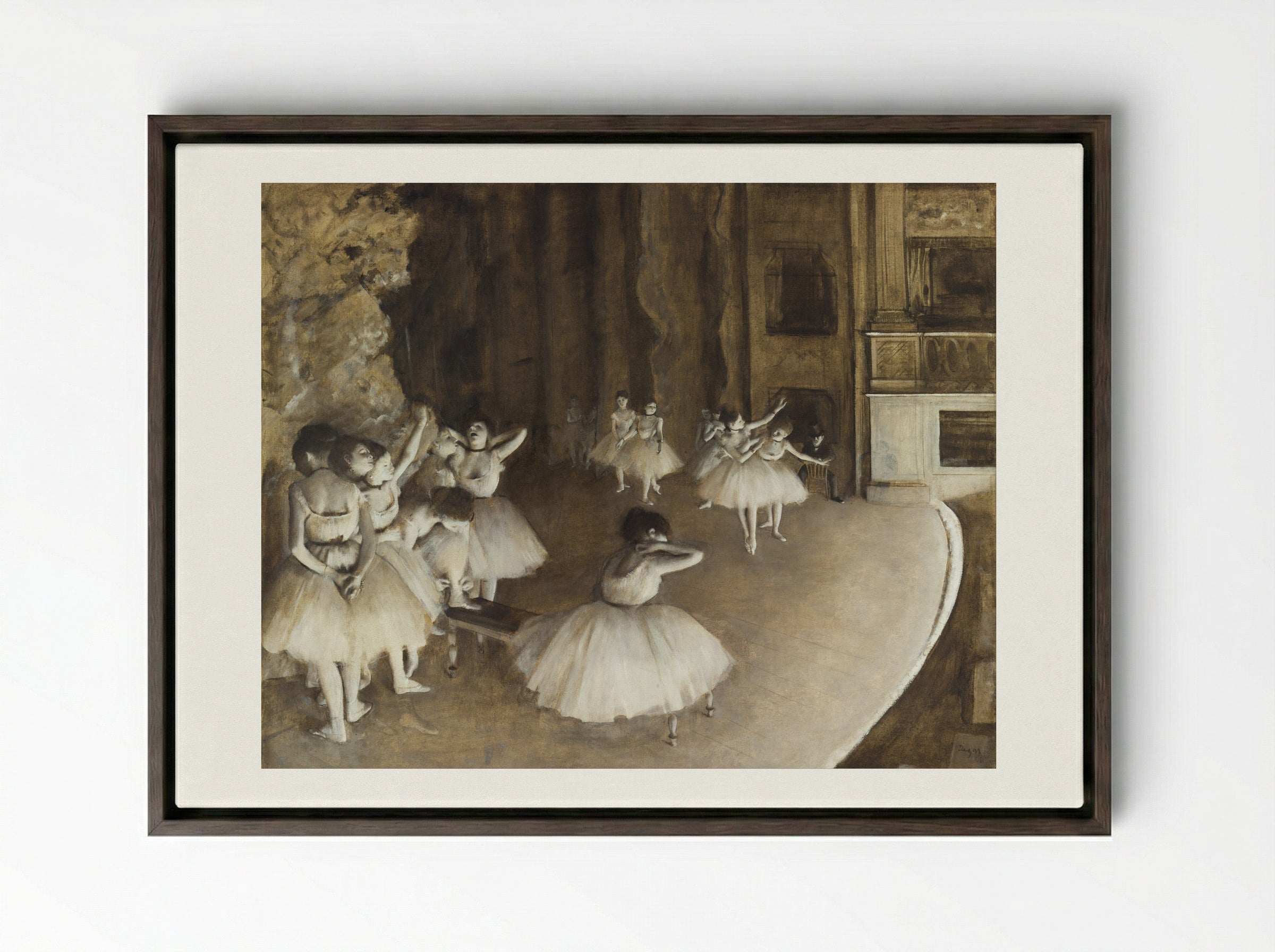 The Rehearsal - Hilaire-Germain-Edgar Degas - Framed Canvas Dark Wood
