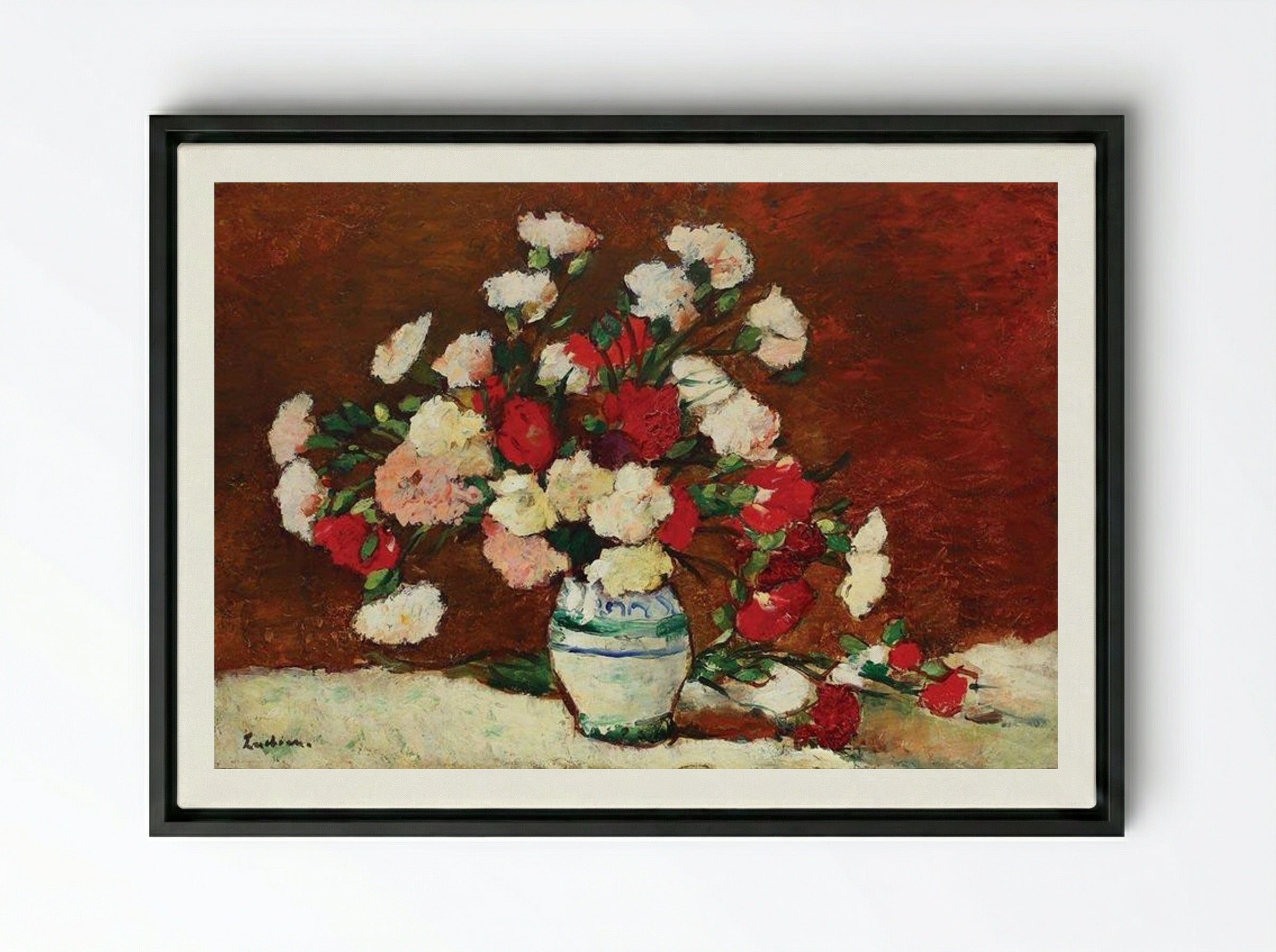 Carnations - Stefan Luchian - Framed Canvas Black
