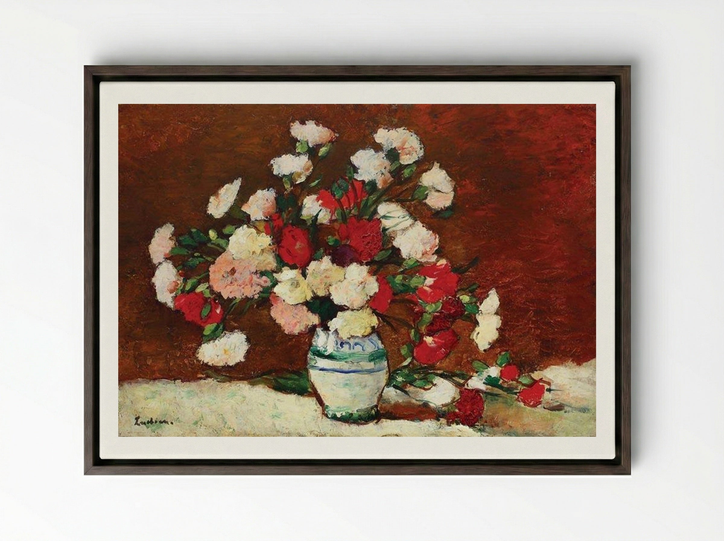 Carnations - Stefan Luchian - Framed Canvas Dark Wood