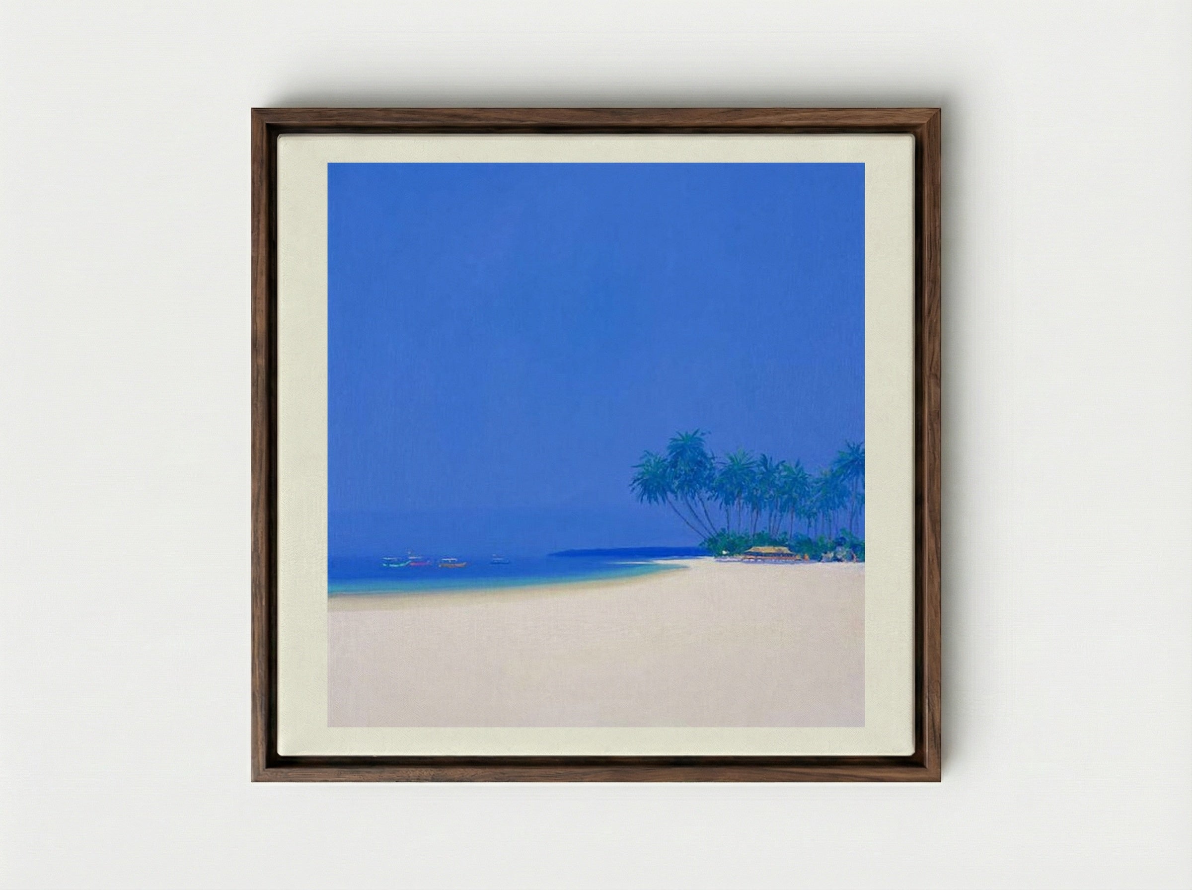 Coconut Beach - John Miller - Framed Canvas Dark Wood