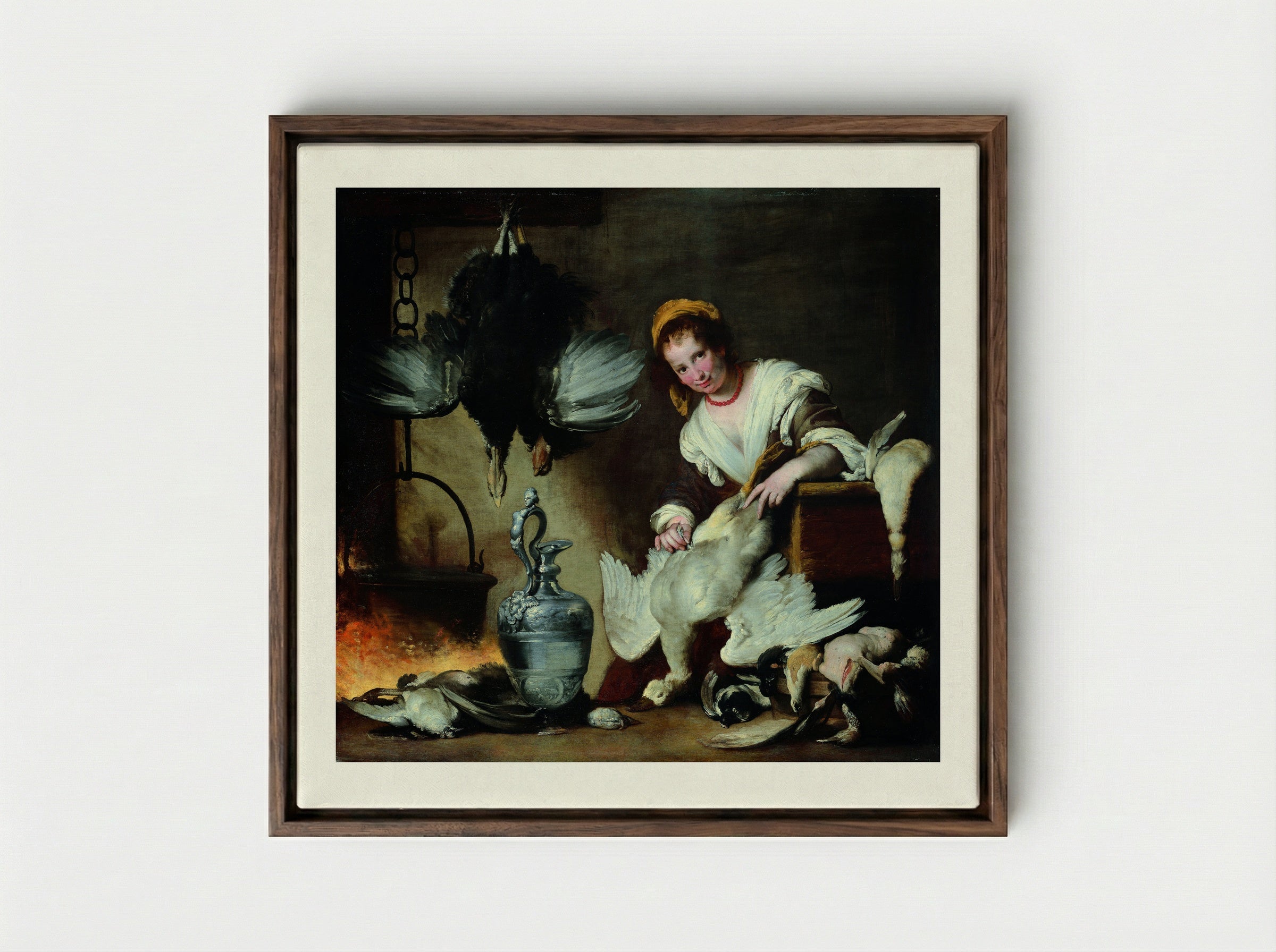 The Cook - Bernardo Strozzi - Framed Canvas Dark Wood