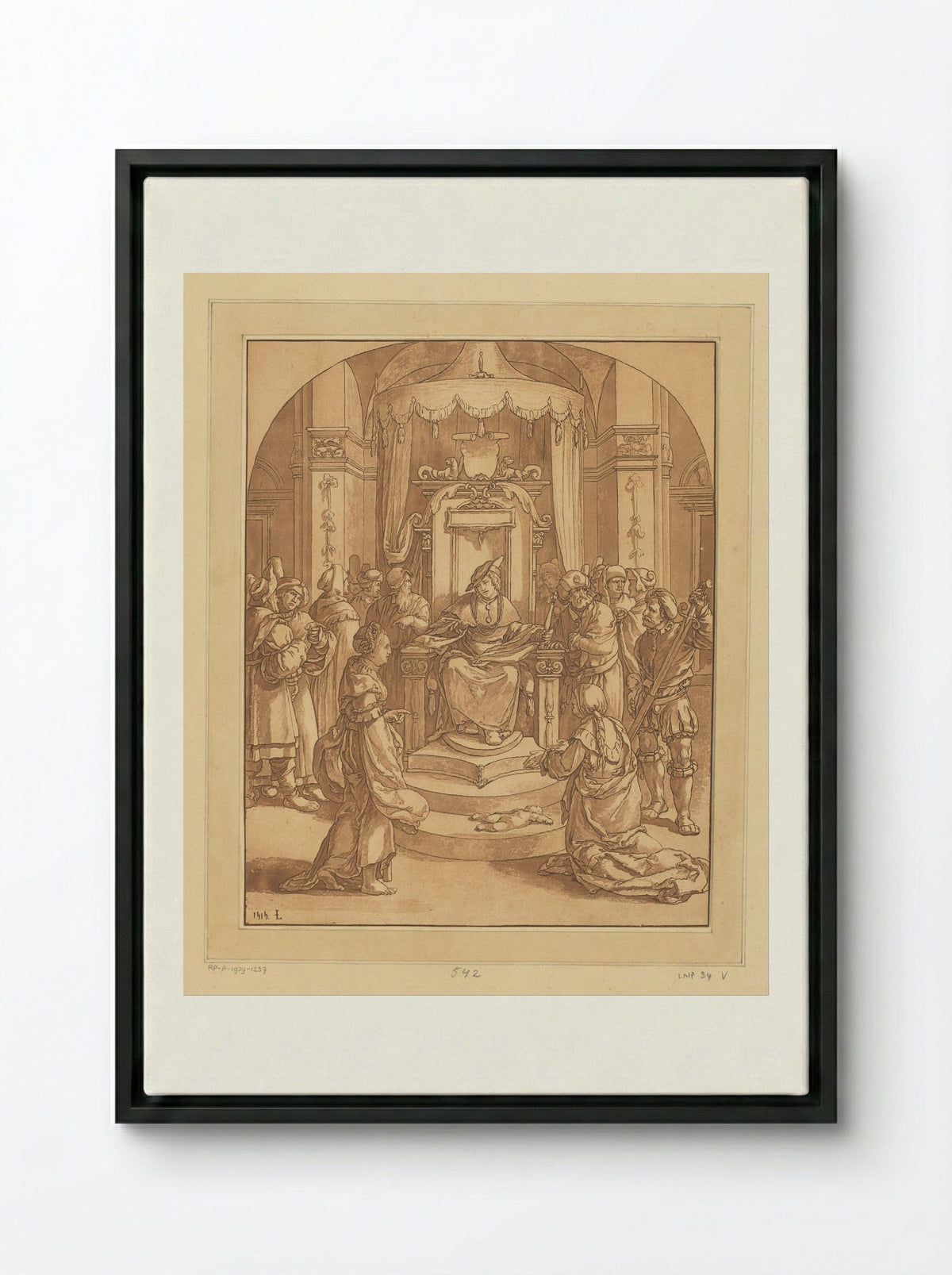 The Judgement of Solomon - Cornelis Brouwer - Framed Canvas Black