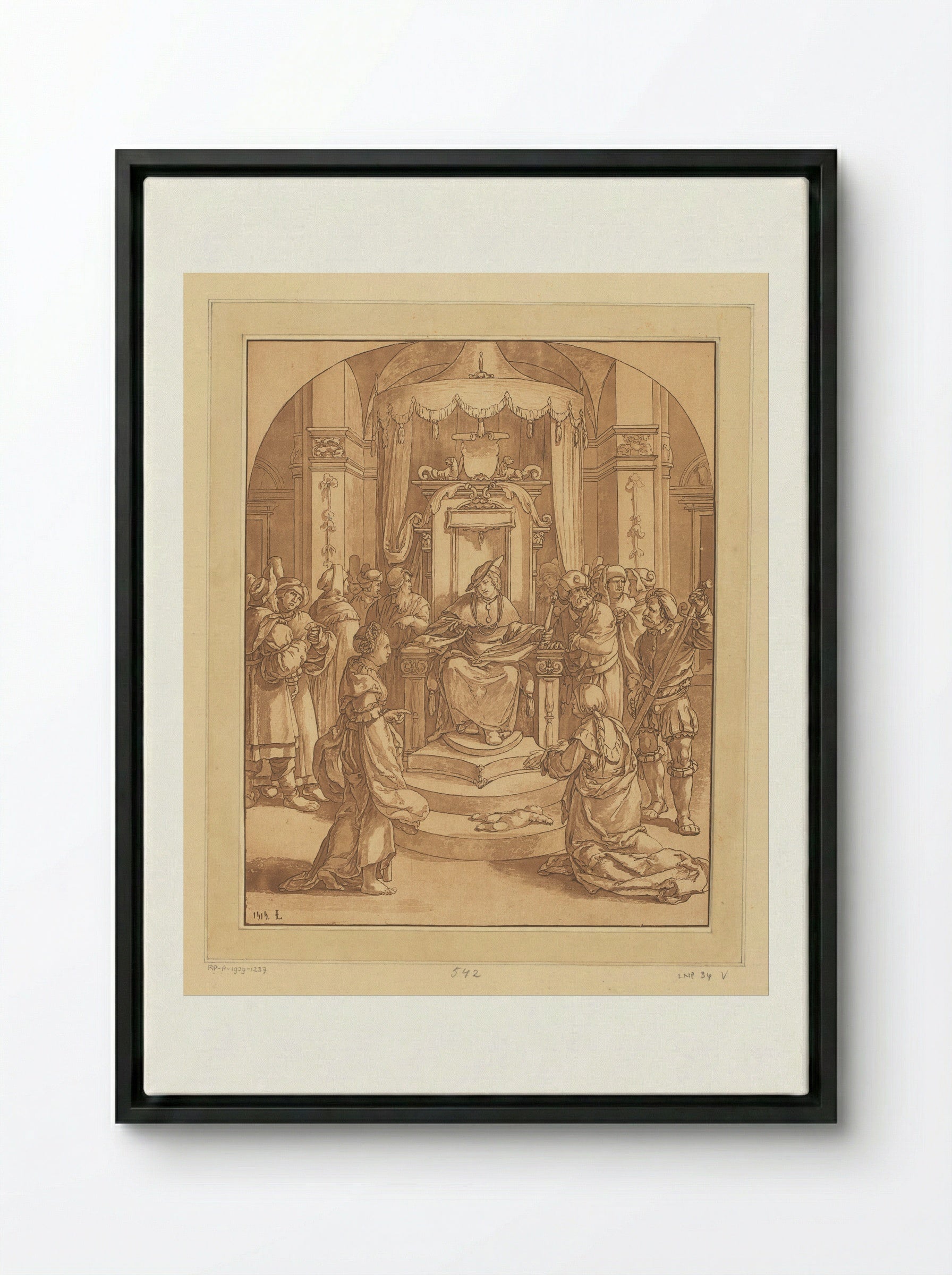 The Judgement of Solomon - Cornelis Brouwer - Framed Canvas Black
