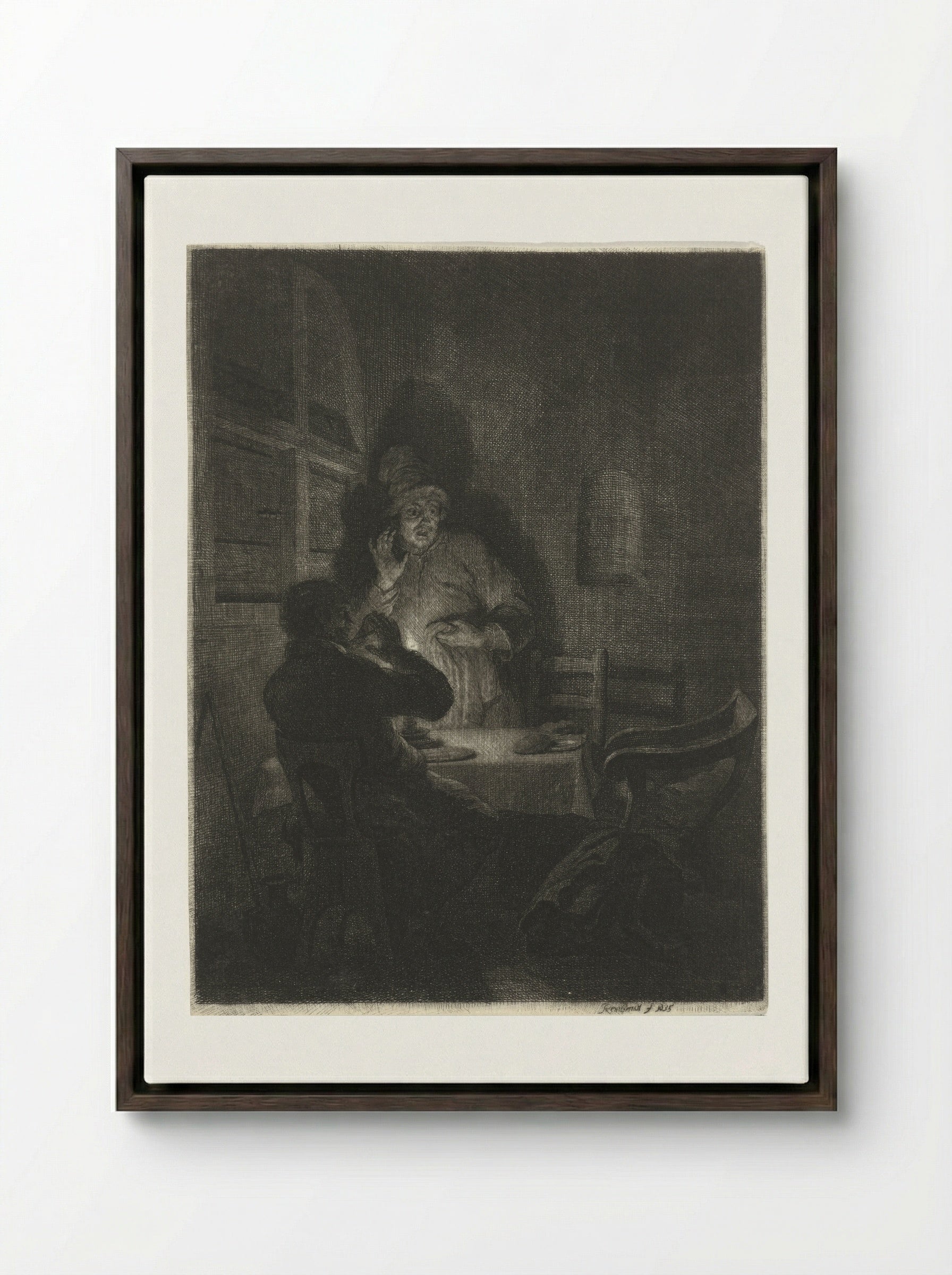 Maaltijd in Emmaüs - Arnold Houbraken - Framed Canvas Dark Wood