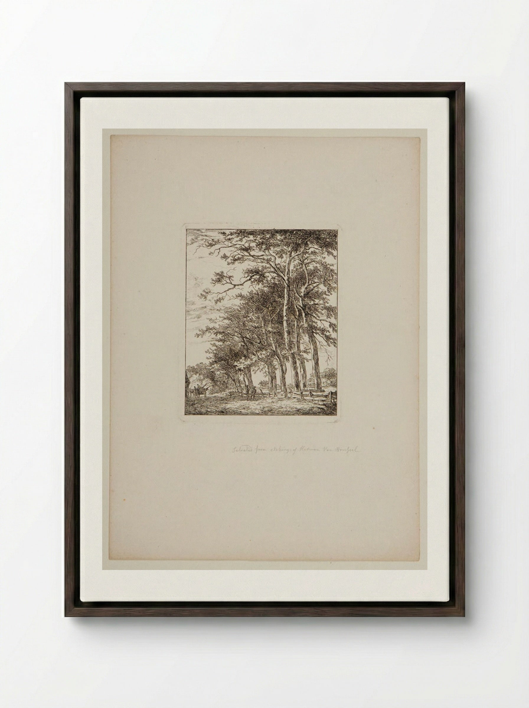 Plate V (Tree-Lined Path) - Hermanus van Brussel - Framed Canvas Dark Wood