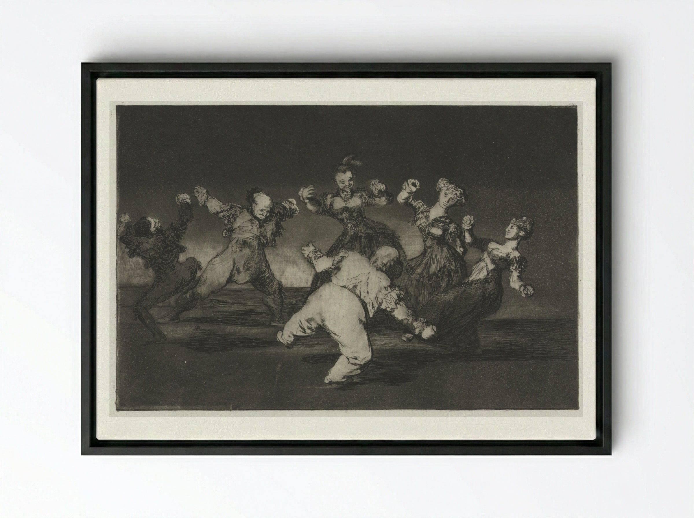The Proverbs: If Marion Will Dance, Then She Has to Take the Consequences - Francisco de Goya - Framed Canvas Black