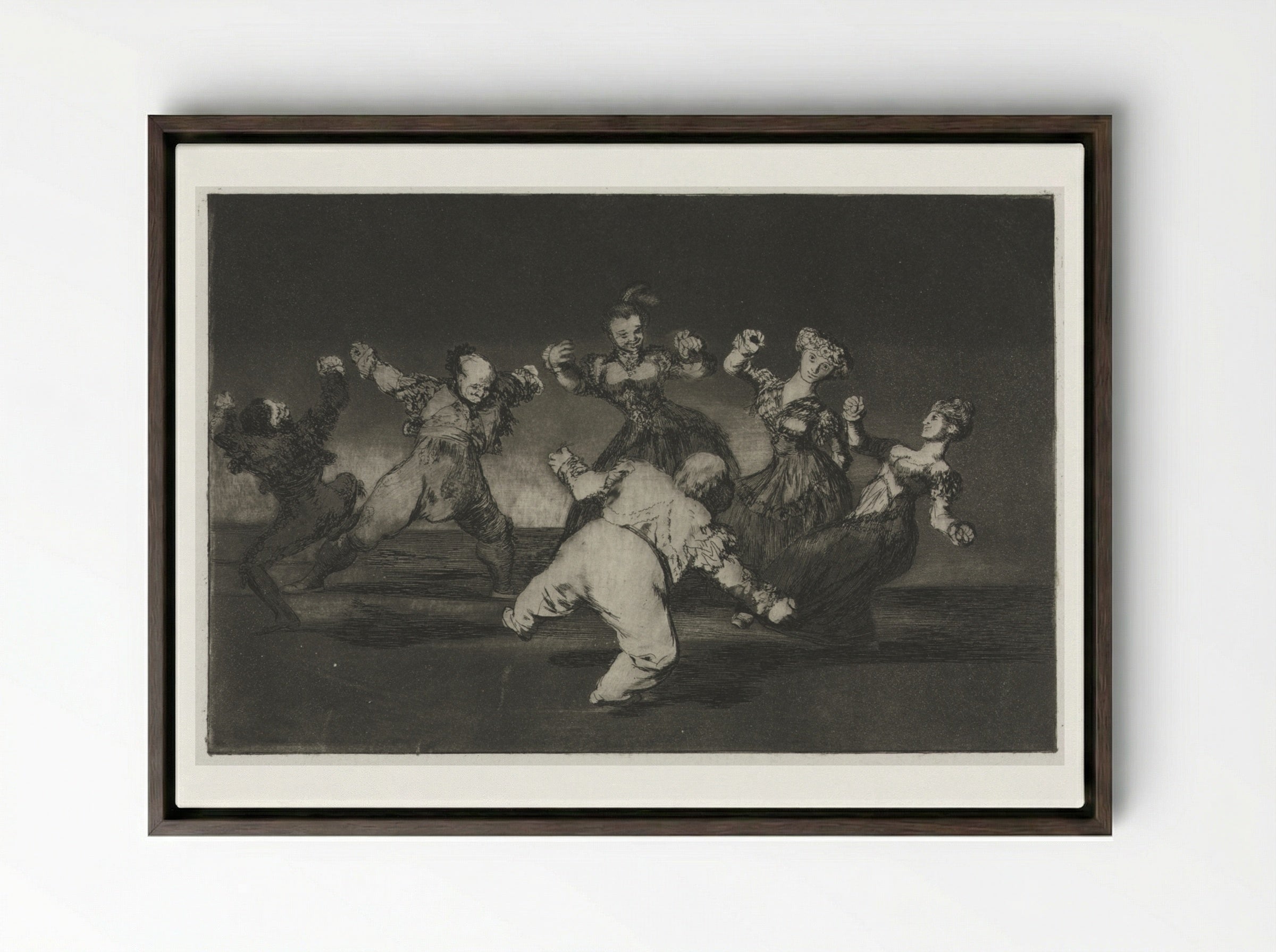 The Proverbs: If Marion Will Dance, Then She Has to Take the Consequences - Francisco de Goya - Framed Canvas Dark Wood