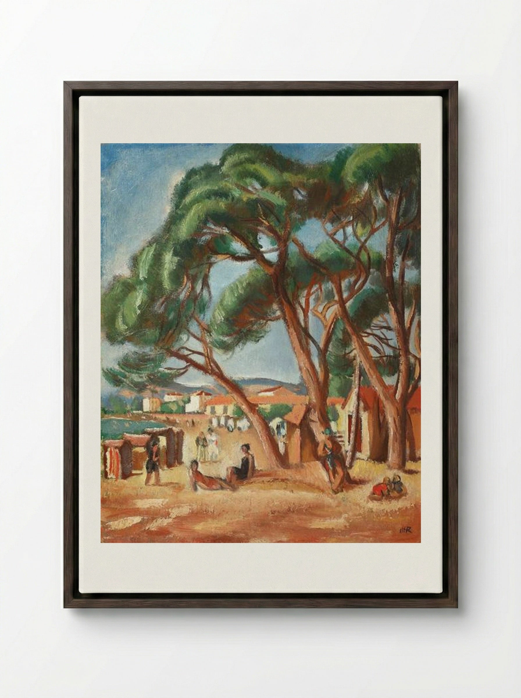 Southern France Beach - Iosif Iser - Framed Canvas Dark Wood