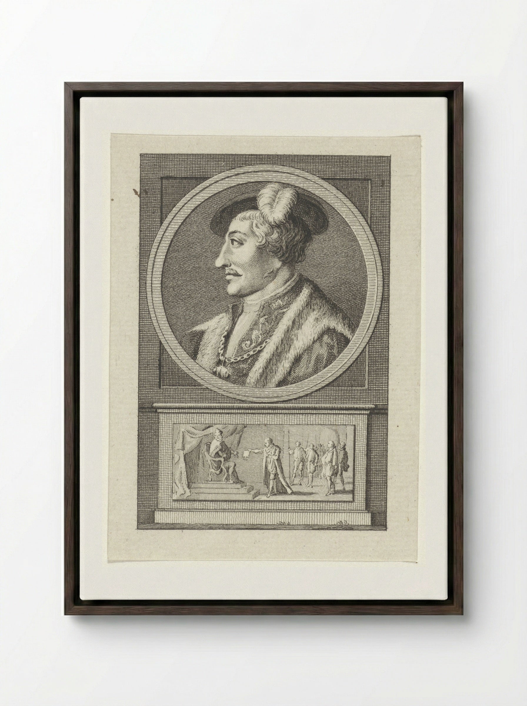 Portrait of an Unknown Man - Reinier Vinkeles - Framed Canvas Dark Wood