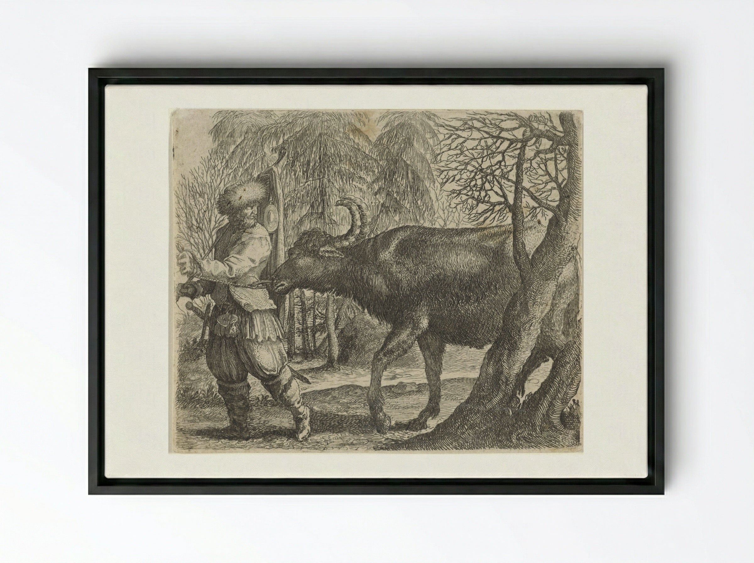 Fabel van de buffel en de boer - Aegidius Sadeler (II) - Framed Canvas Black